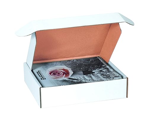 Miniatura 6 de Boxes Fast BFMFL14144 Sobres de cartón de literatura de lujo, 14 x 14 x 4 pulgadas, cajas de envío troqueladas corrugadas, cajas de correo blancas