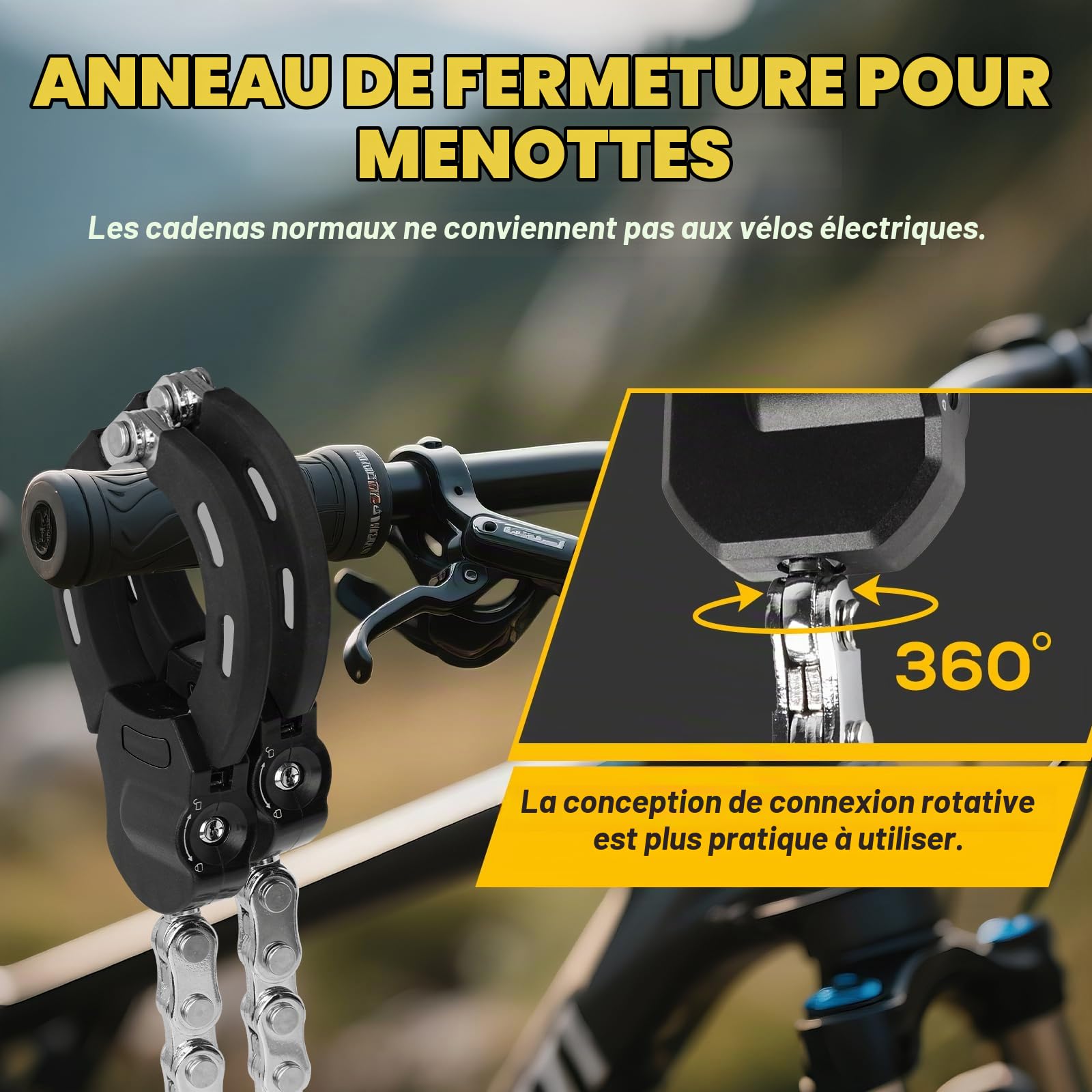 Antivol Trotinette Électrique Scooter, Cadenas Trotinette Electrique avec Clés, Menottes Antivol Idéal Pour Les Vélos, Trottinettes, Poussettes,Vélo Electrique Etc