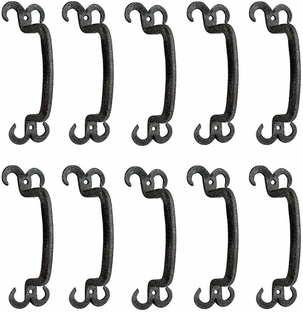 Renovators Supply Manufacturing Cabinet Handles 4.55 in. Black Wrought Iron Pull Handle Vintage Drawer and Dresser Door Handles with Mounting Hardware Pack of 10
