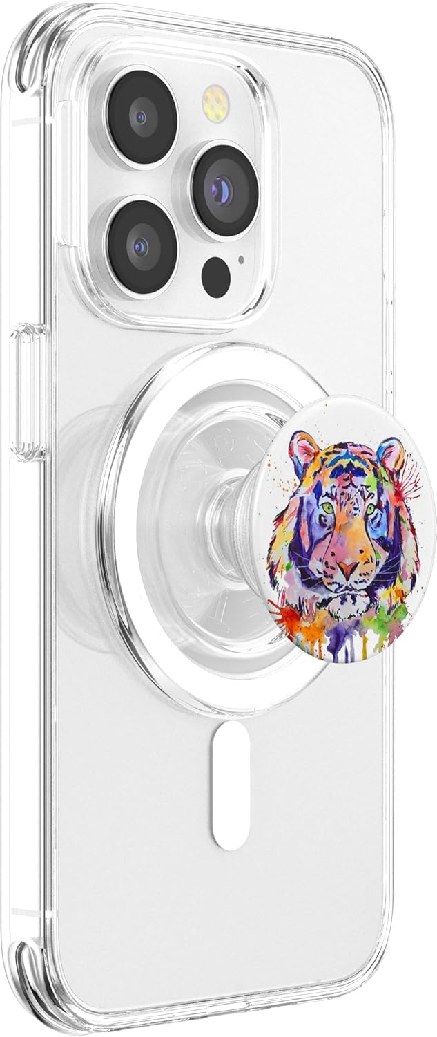 Watercolor Colorful Wild Cat Tiger Pop Mount Socket PopSockets PopGrip: Swappable Grip for Phones & Tablets PopSockets MagSafe PopGrip for iPhone