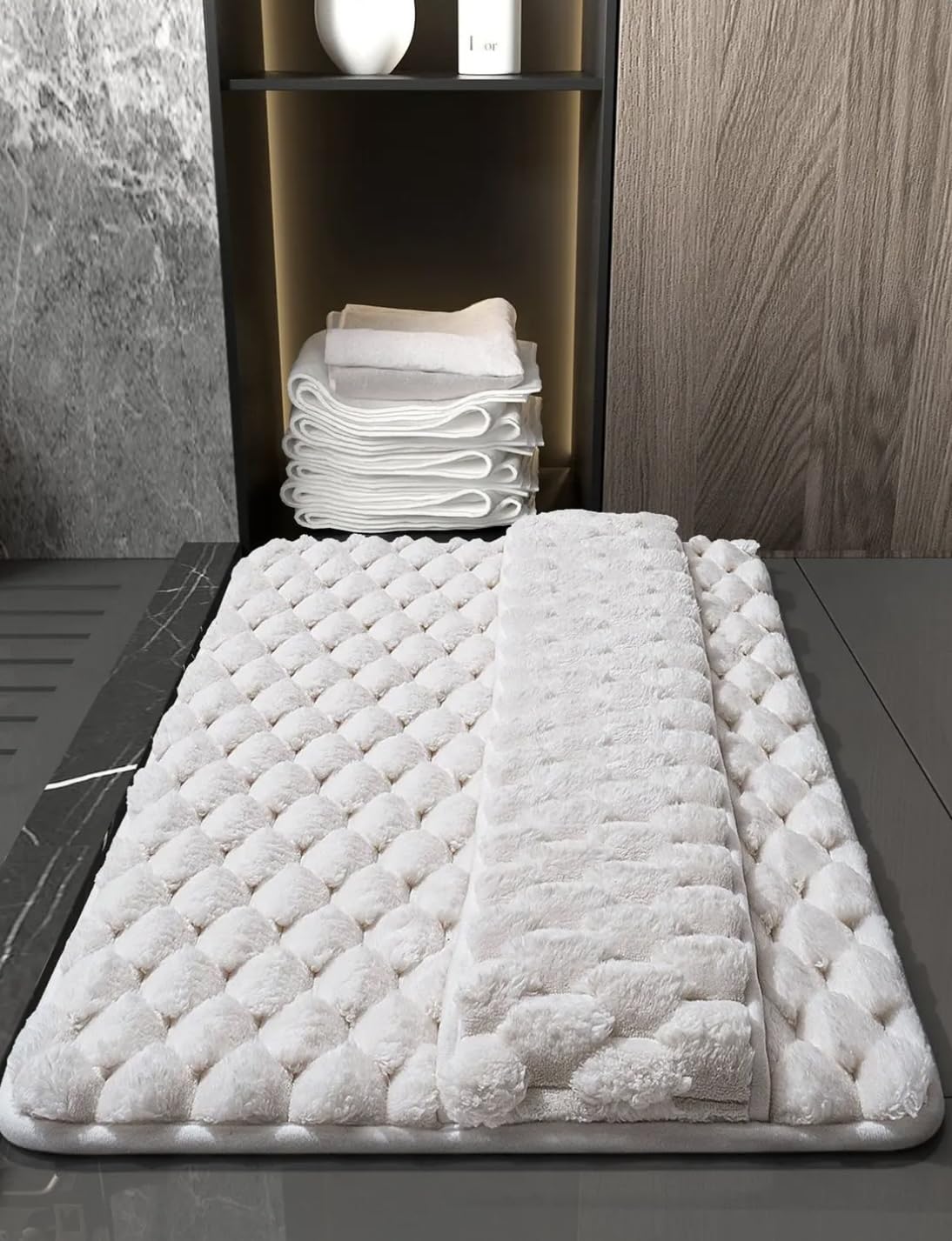 Shower, Tub, Bath Mat, Bathroom Rug, Non-slip, Absorbent, Soft Mat for bathroom, Yungan velvet, memory cotton, clean instep, 80 * 50cm,White.
