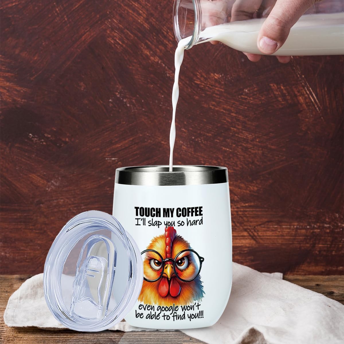 Funny Quotes Wine Tumbler, Sarcastic Chicken Gifts Chicken Decor Stuff Double Wall Vacuum Insulated Coffee Mug Wine Glass 12 oz Tumbler with Lid for Mom Grandma Retirement Work Birthday Christmas - Image 6