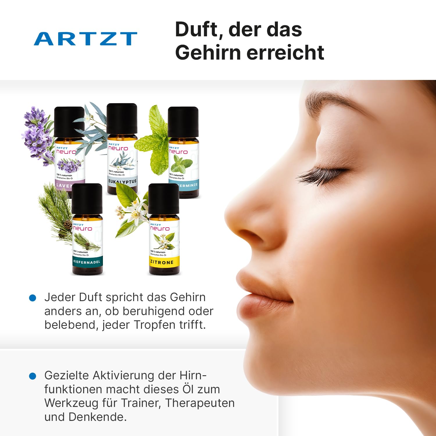 Duftöl Set 5 x 10 ml | Natürliche ätherische Öle Bio | Ätherische Öle naturrein | Riechtraining Set | Geruchstraining Set | Smell Training Kit | Aromatherapie | Essential Oils | Inkl. Etui