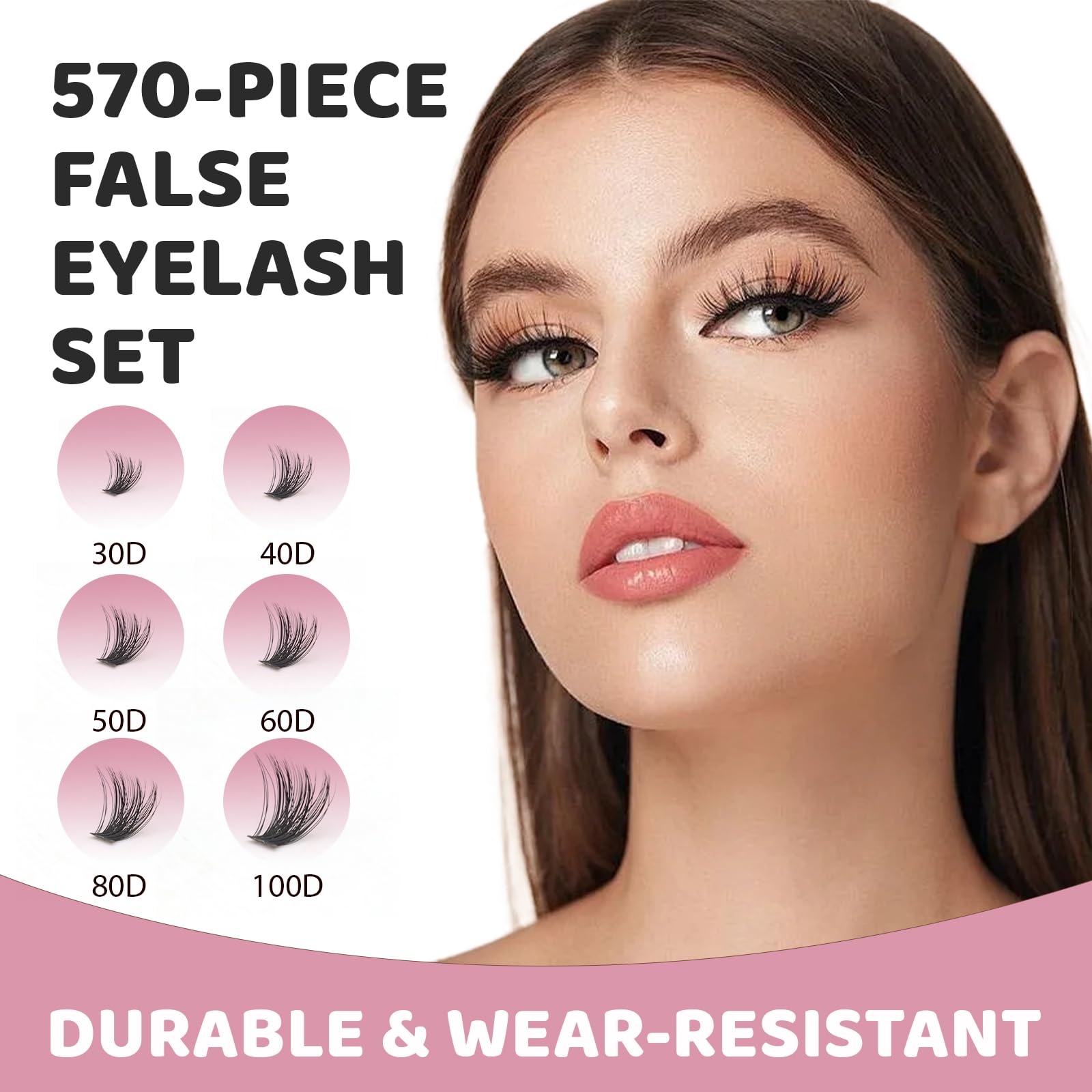 VEGCOO 570 Pezzi Ciglia Finte Ciuffetti, 30-40-50-60-80-100D Kit Extension Ciglia, Curl Ciglia Finte Ciuffetti 8-16mm, DIY Eyelash Extension Kit