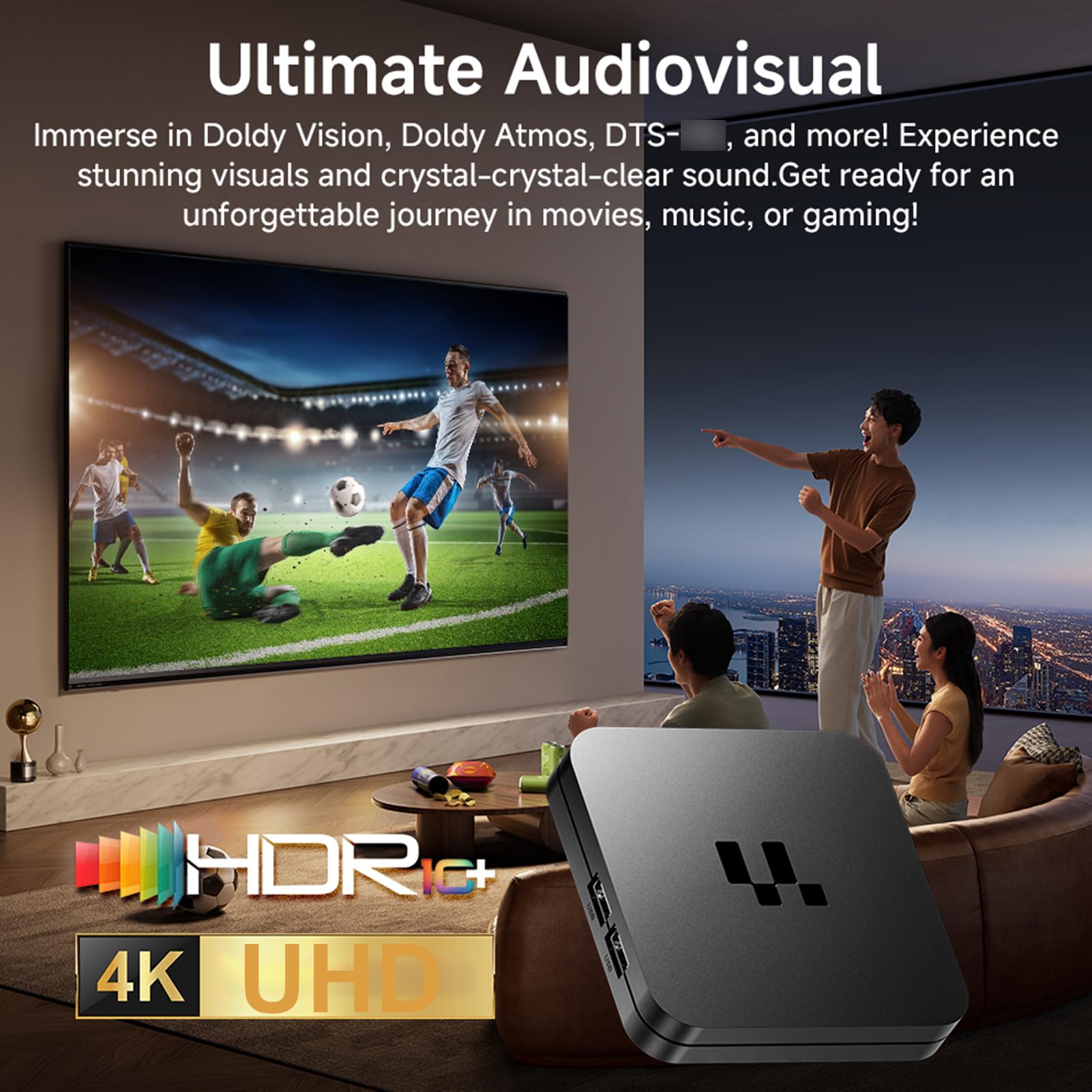 Vikye TV Box z Systemem Android 16.0, Urządzenie do Transmisji Strumieniowej 4K Ultra HD do Telewizora, 2 GB RAM i 16 GB ROM, Smart TV Box z Pilotem, USB 2.0 i Dwuzakresowe Wi-Fi (wtyczka UE)