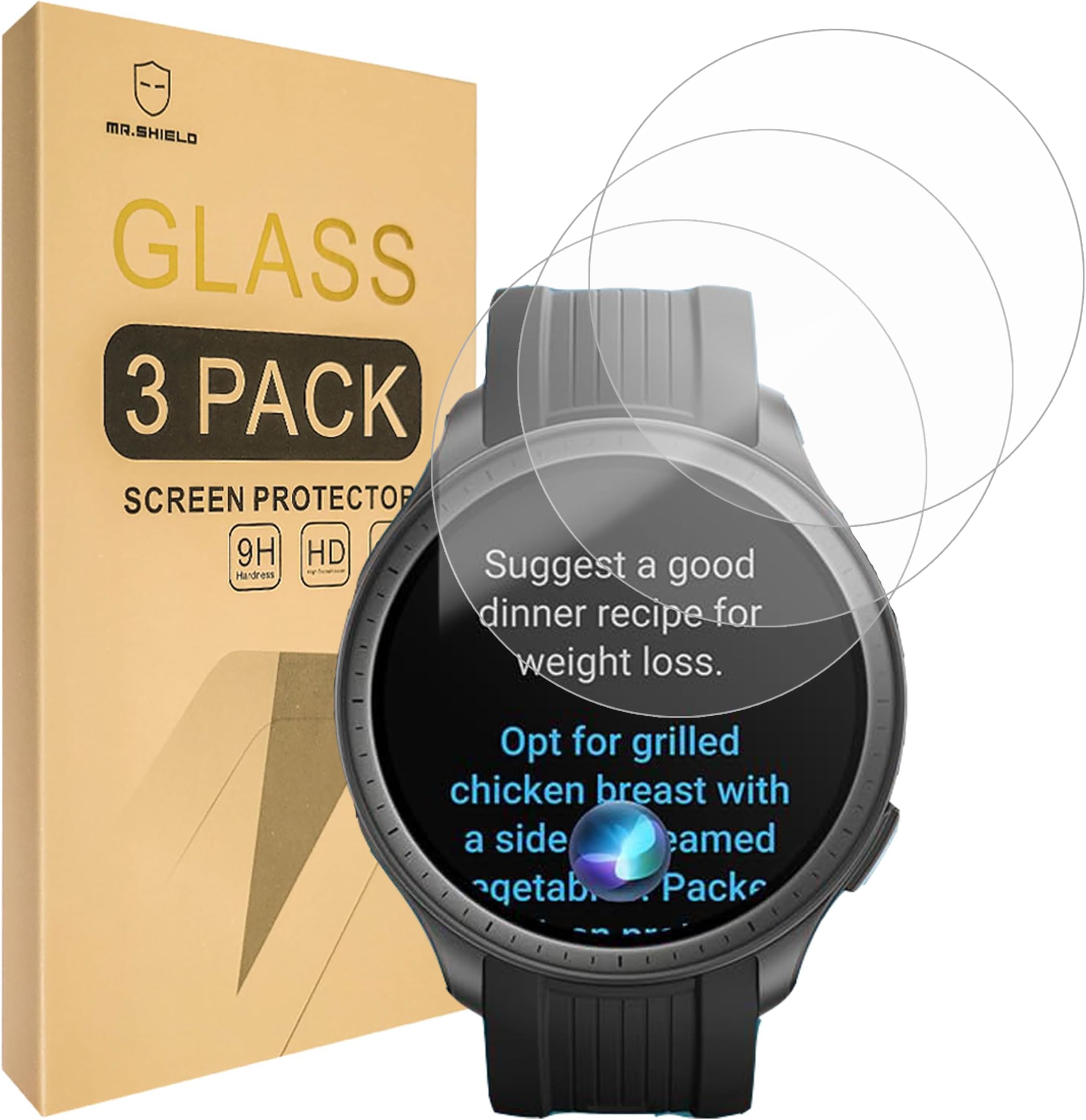 Mr.Shield Screen Protector compatible with Amazfit Balance [Tempered Glass] [3-PACK] [Japan Glass with 9H Hardness]