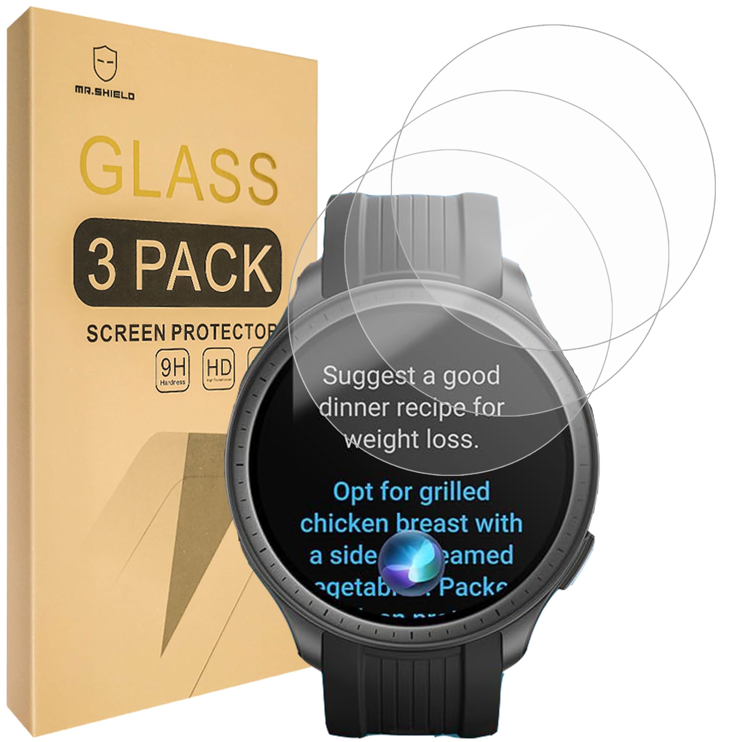 Youniker 4 Pellicole In Vetro Temperato Per Amazfit Stratos 3, 9H, 0,3mm, Anti-graffio E Anti-impronte, Facile Installazione.