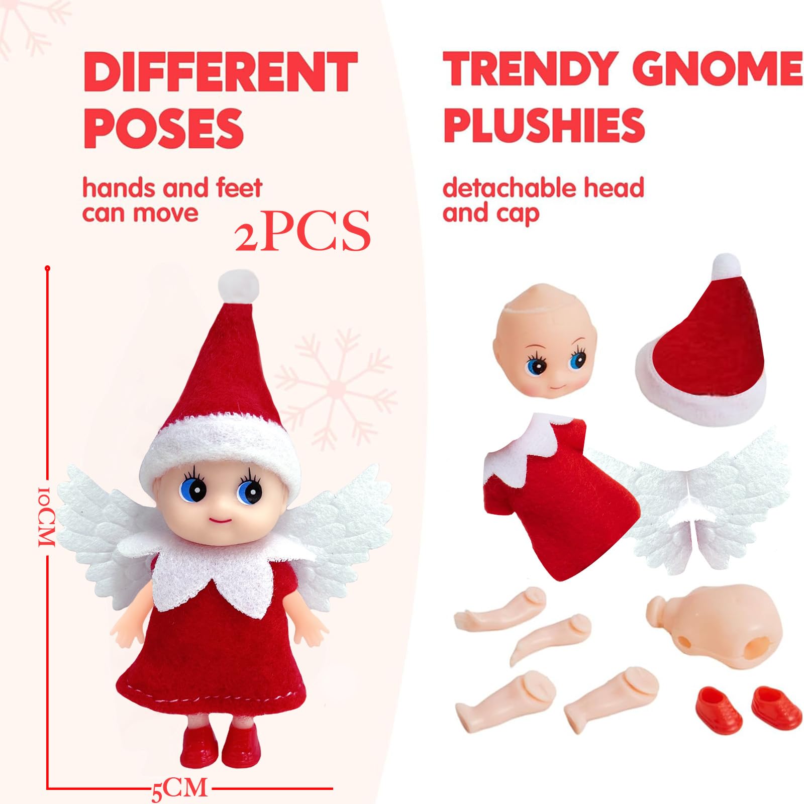 2pcs Christmas Elf Baby Mini Dolls,Christmas Baby Elves Twins Cute Little Elfs,Naughty Tiny Baby Elf Doll Novelty Toys Christmas Tradition Small Dolls for Girls Boys Kids Gift Xmas Stocking Stuffers - Image 2