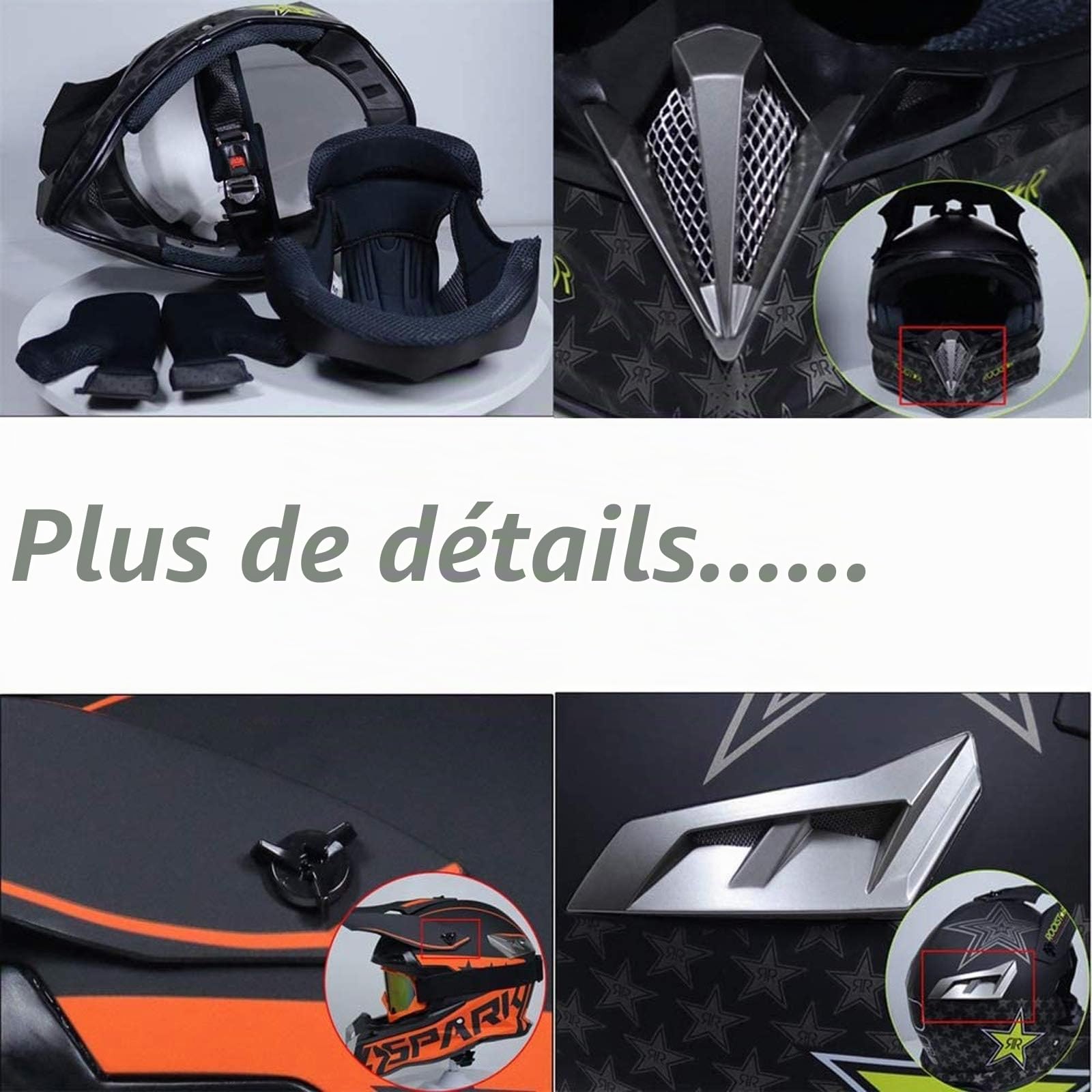 VOMI® Casque Moto Cross, Casque De VTT Vélo, Plein Visage Hors Route Casques Intégral Motocross, Convient pour Toutes Les Saisons, Lunettes Gants Masque, Certifié Dot