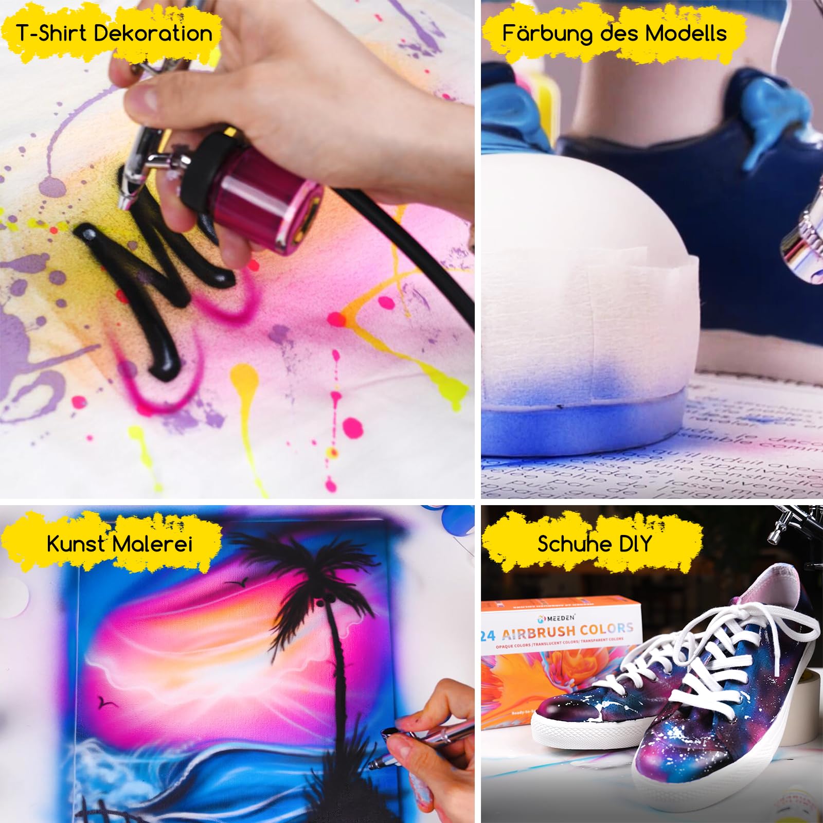MEEDEN Airbrush Farbe, Airbrush Farbset 30mlx 60 Farben, deckende und durchscheinende Farben, auf Wasserbasis, Premium-Airbrush-Farbset für Anfänger, Hobbyisten und Künstler