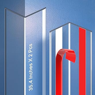 Clear Self-Adhesive Wall Corner Protectors-2 PCS of Corner Guards & Edge Protector for Baby, Furniture, Door, Tables, Cover Sharp Furniture, Easy to Install (3cmx90cm/1.18inx35.4in)