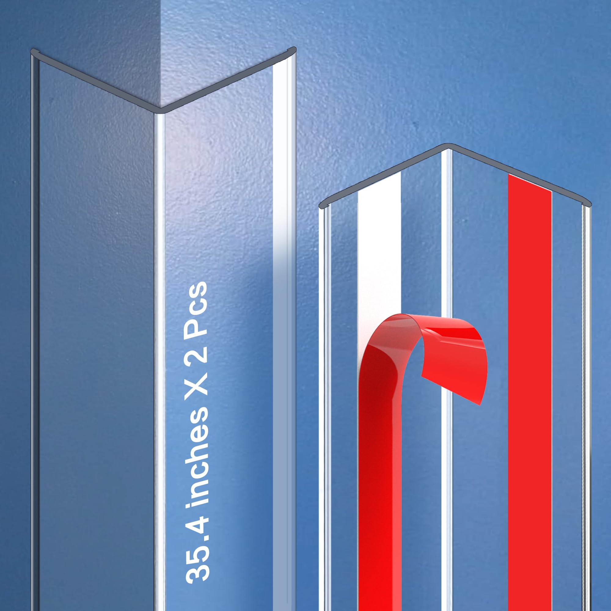 Clear Self-Adhesive Wall Corner Protectors-2 PCS of Corner Guards & Edge Protector for Baby, Furniture, Door, Tables, Cover Sharp Furniture, Easy to Install (3cmx90cm/1.18inx35.4in)
