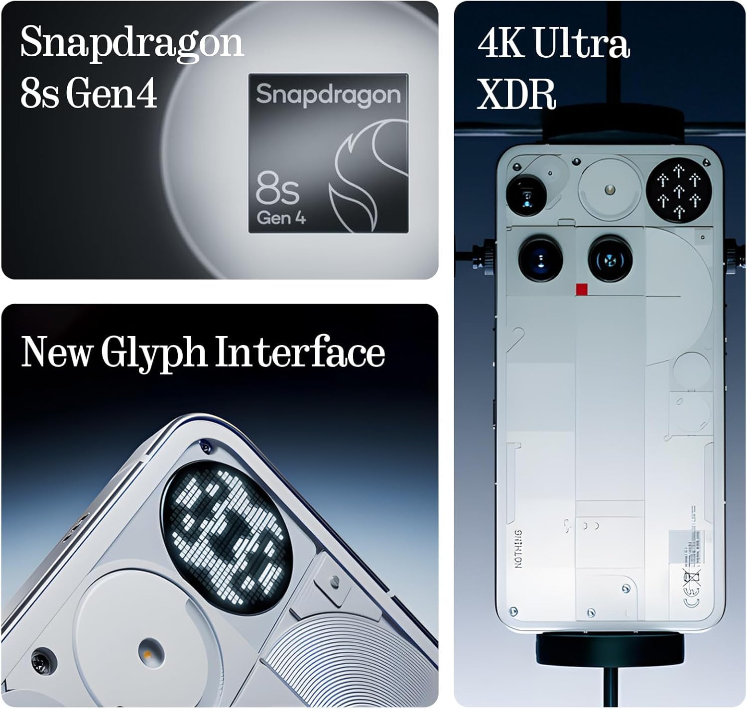 Nothing Phone (3) – Handy mit 50 MP Triple-Kamera, 24h Silizium-Kohlenstoff Akku, 6,67" 120Hz AMOLED Display, Glyph Matrix, 12GB + 256GB – Schwarz