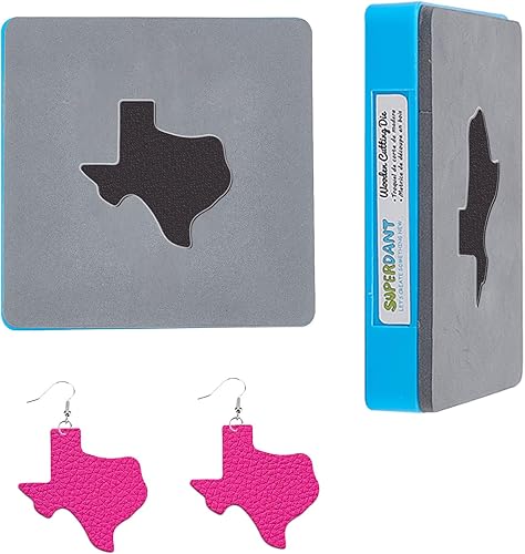 SUPERDANT Aretes de madera troquelados de cuero con diseño de mapa del estado de Texas, troquelados, máquina de corte de madera, máquina de corte de