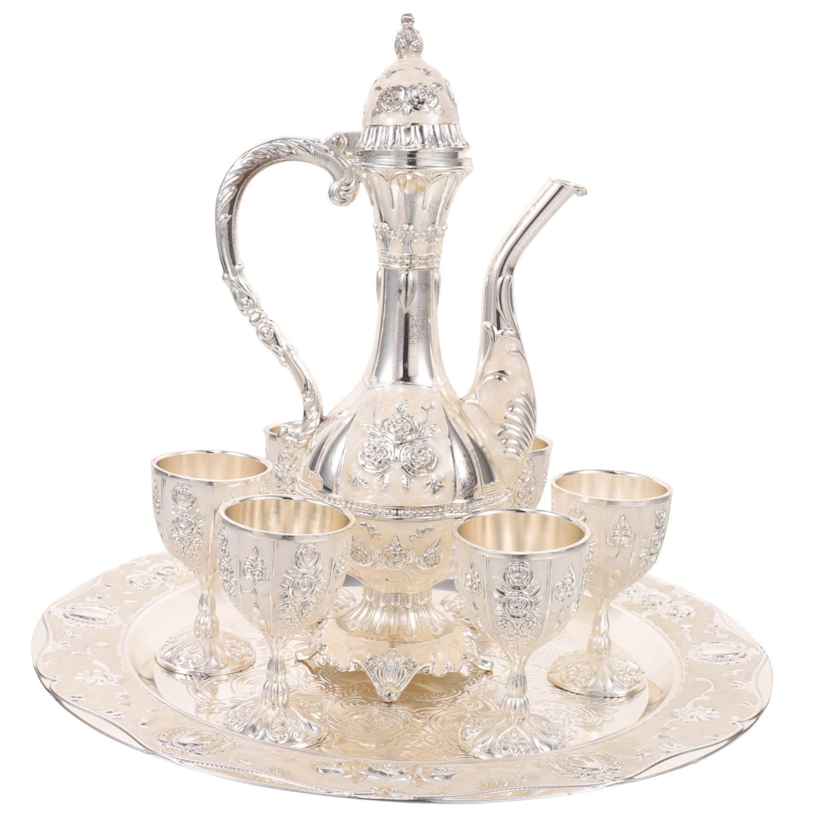 Set de service de vin vintage avec pot et gobelets gravés de décoration