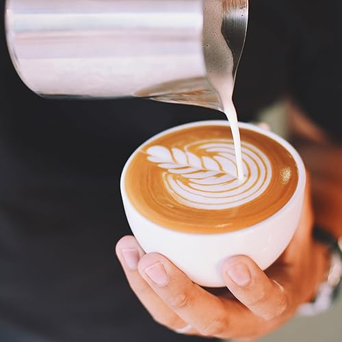 Miniatura 6 de Jarra para espumar de leche de café de 11.8fl oz de acero inoxidable 304 jarra de leche para hacer café o café capuchino latte arte