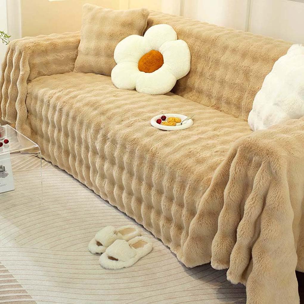 Amazon｜ソファカバー 冬 起毛素材 2人掛け 肘付き/肘なし ベージュ