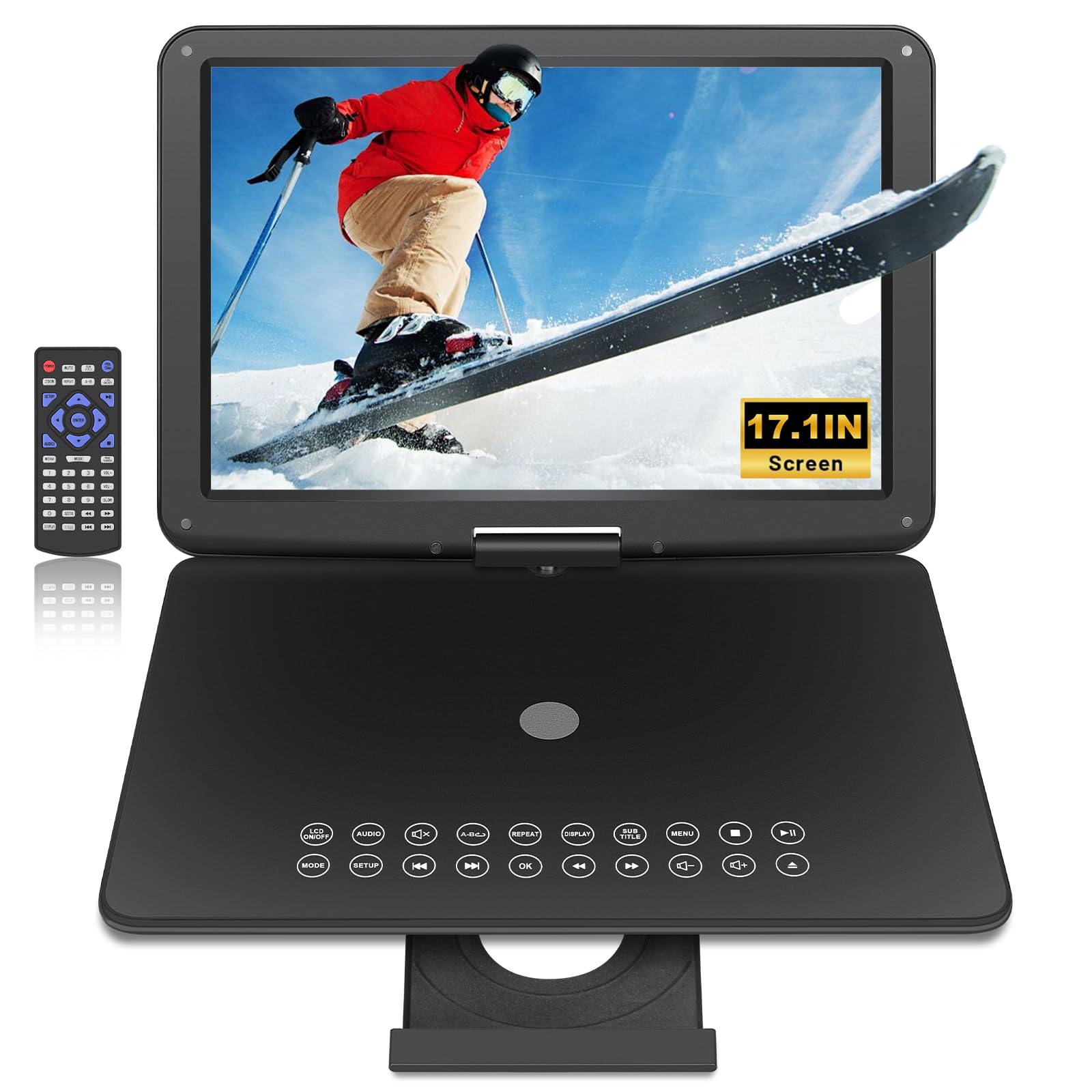 19.6" Portable DVD Player with 17.6’’ Large HD Screen, 4-5Hrs Play, DVD Player Portable with Dual Speaker, Last Memory, Support SYNC TV/USB/SD Card, Play All Discs Format, Black