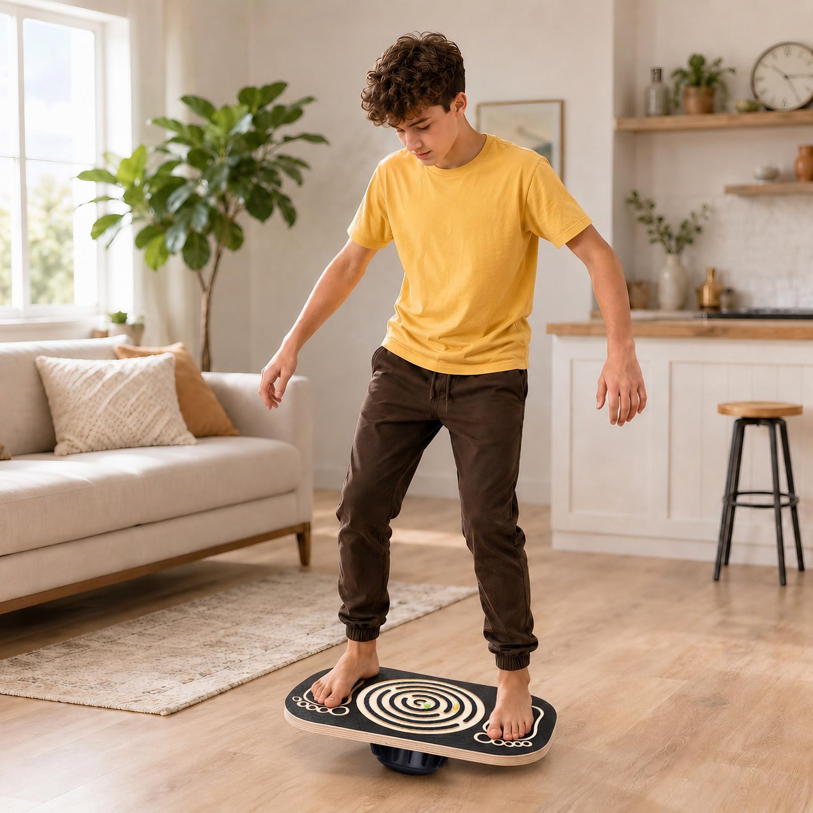 Balance Board in legno con labirinto, per bambini, per fitness e yoga, con labirinto a sfera, per sport interattivi in famiglia