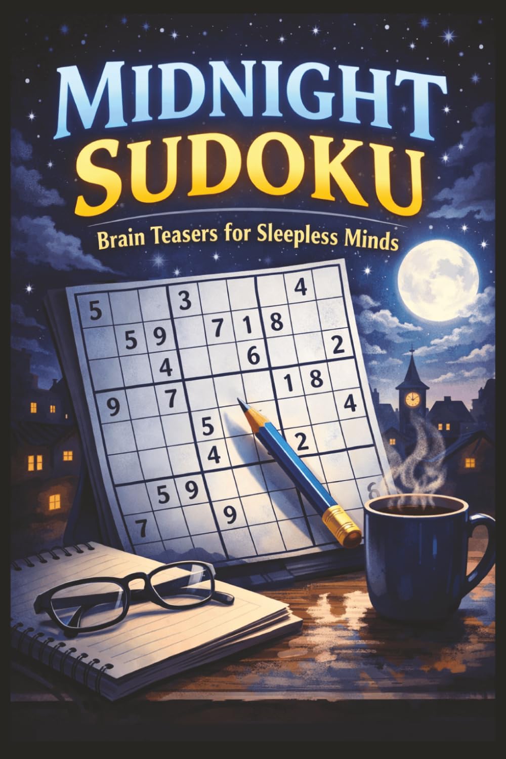 Midnight Sudoku Puzzle Book: Sudoku Puzzles for Insomnia | Brain Teasers for the Sleepless Minds | 6x9 inches, 110 Pages | 50+ Puzzles | Solutions Included