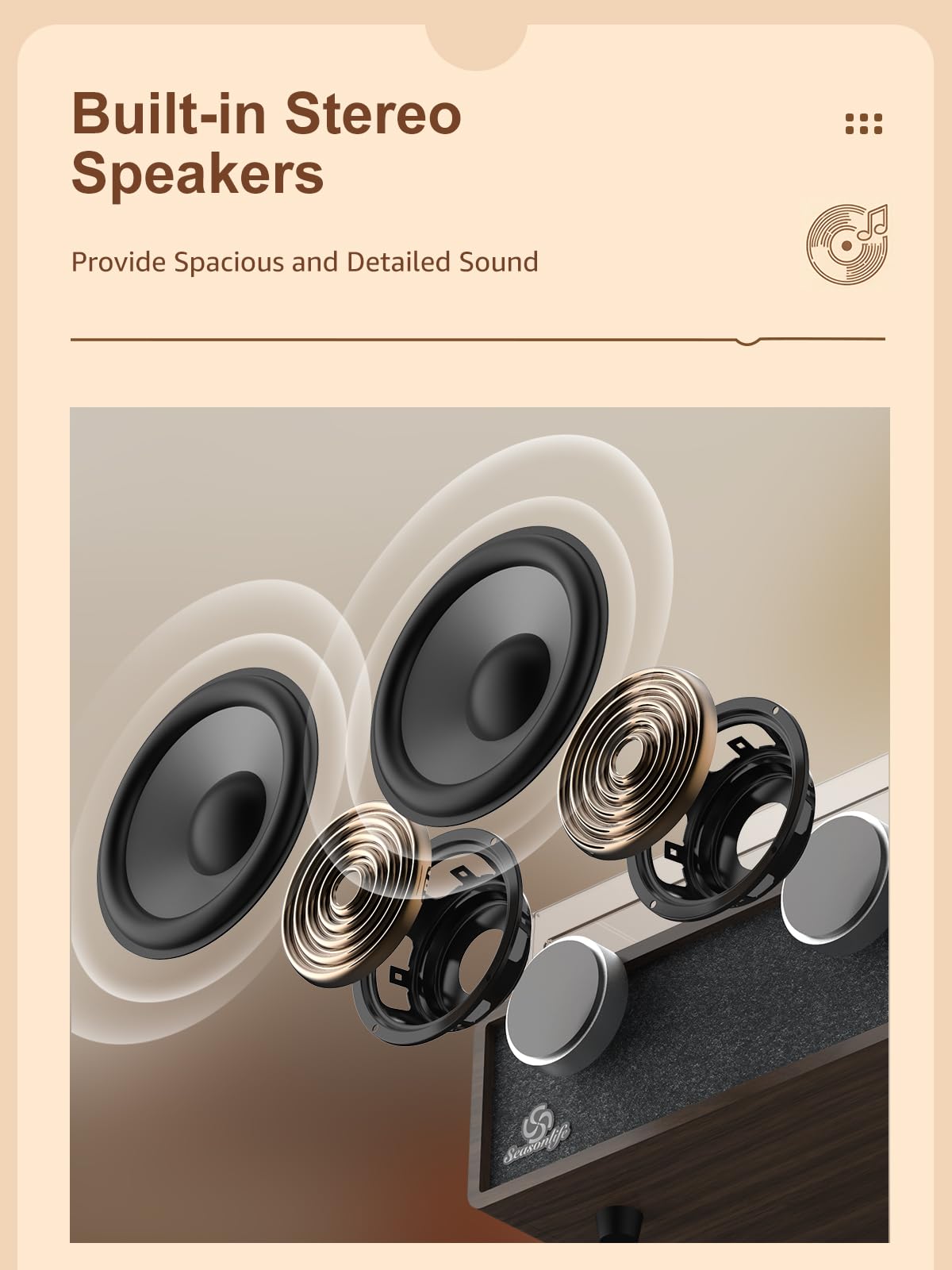 Schallplattenspieler Eingebaute Stereo-Lautsprecher Vintage Plattenspieler für Vinyl-Schallplatten LP Phonograph Riemenantrieb 3 Geschwindigkeiten 3 Größen Wireless Eingang RCA Ausgang Auto Stop