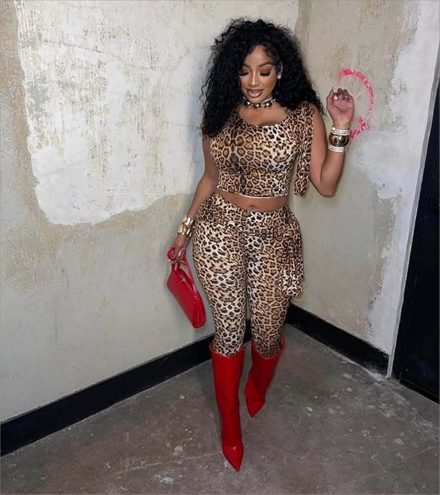 Amazon.com: Cheetah Leopard Print 2 Piece Sets for Women Tank Top Amazon.com: Cheetah Leopard Print 2 Piece Sets for Women Tank Top