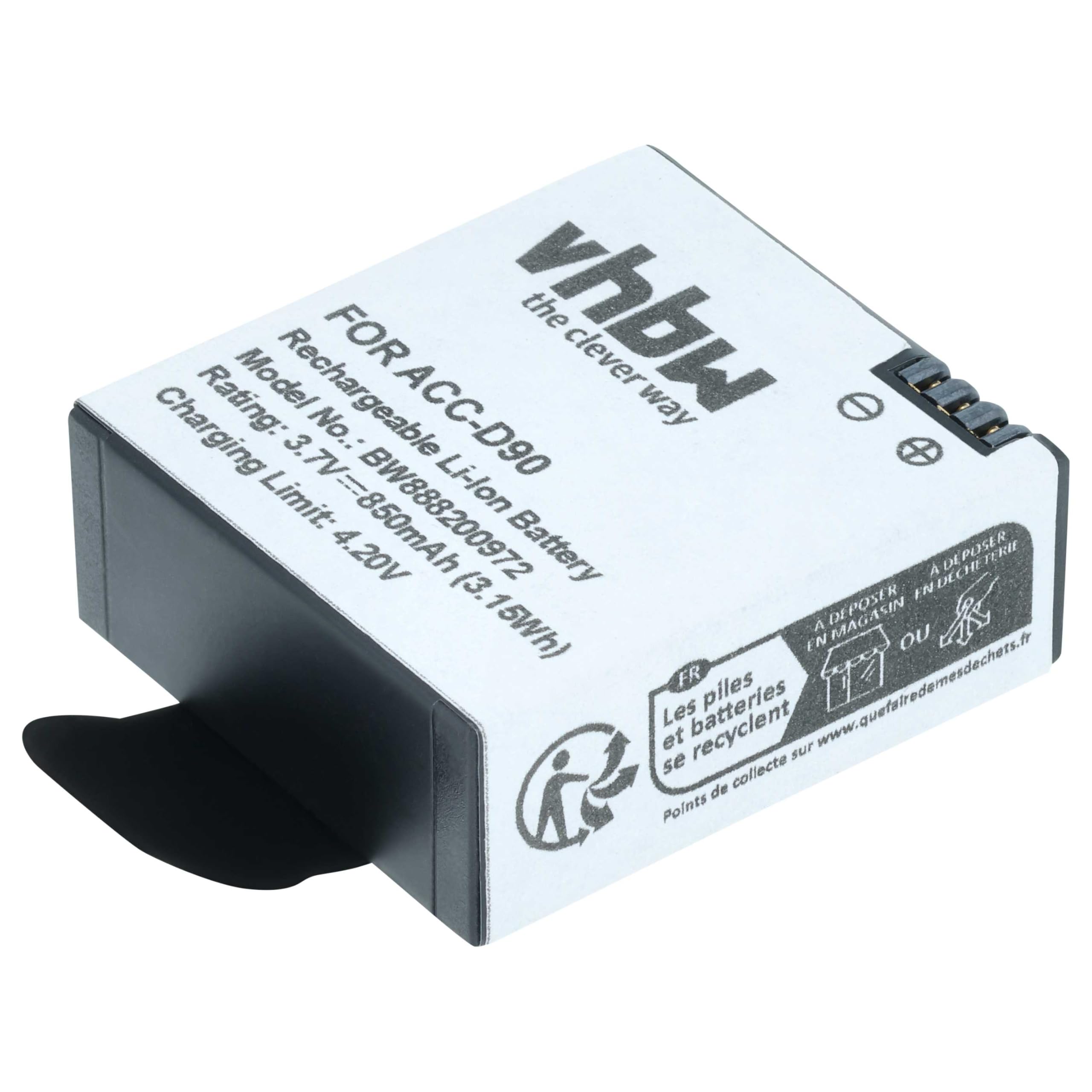 vhbw 3x batteria compatibile con AEE Lyfe Silver, Titan, S72 | mini fotocamera (850mAh, 3,7V, Li-Ion)