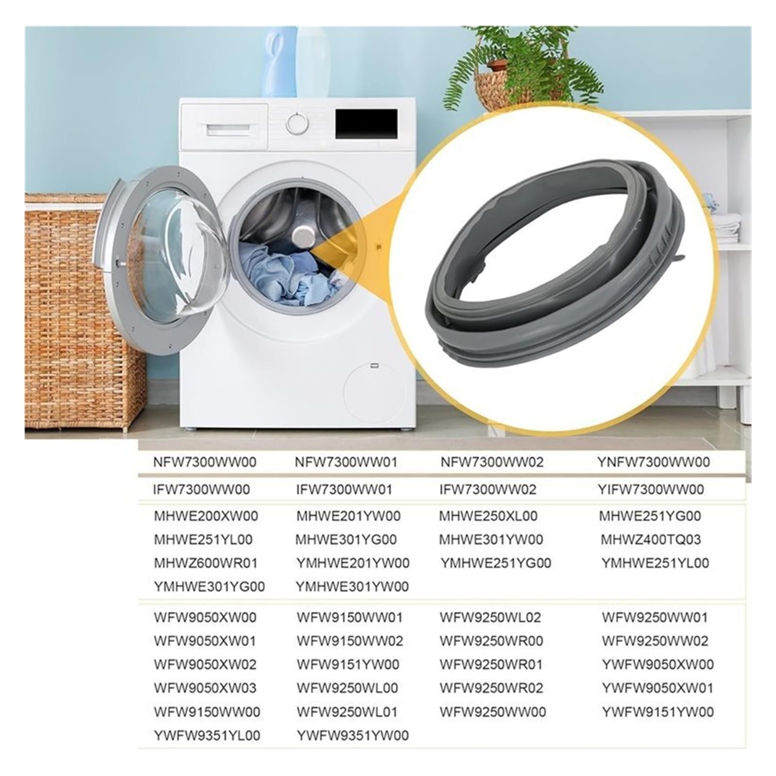Compatible con Whirlpool, Junta de Puerta WPW10381562 Lavadora | WPW10381562/W10290499 maletero de puerta, junta de arandela, pieza de repuesto