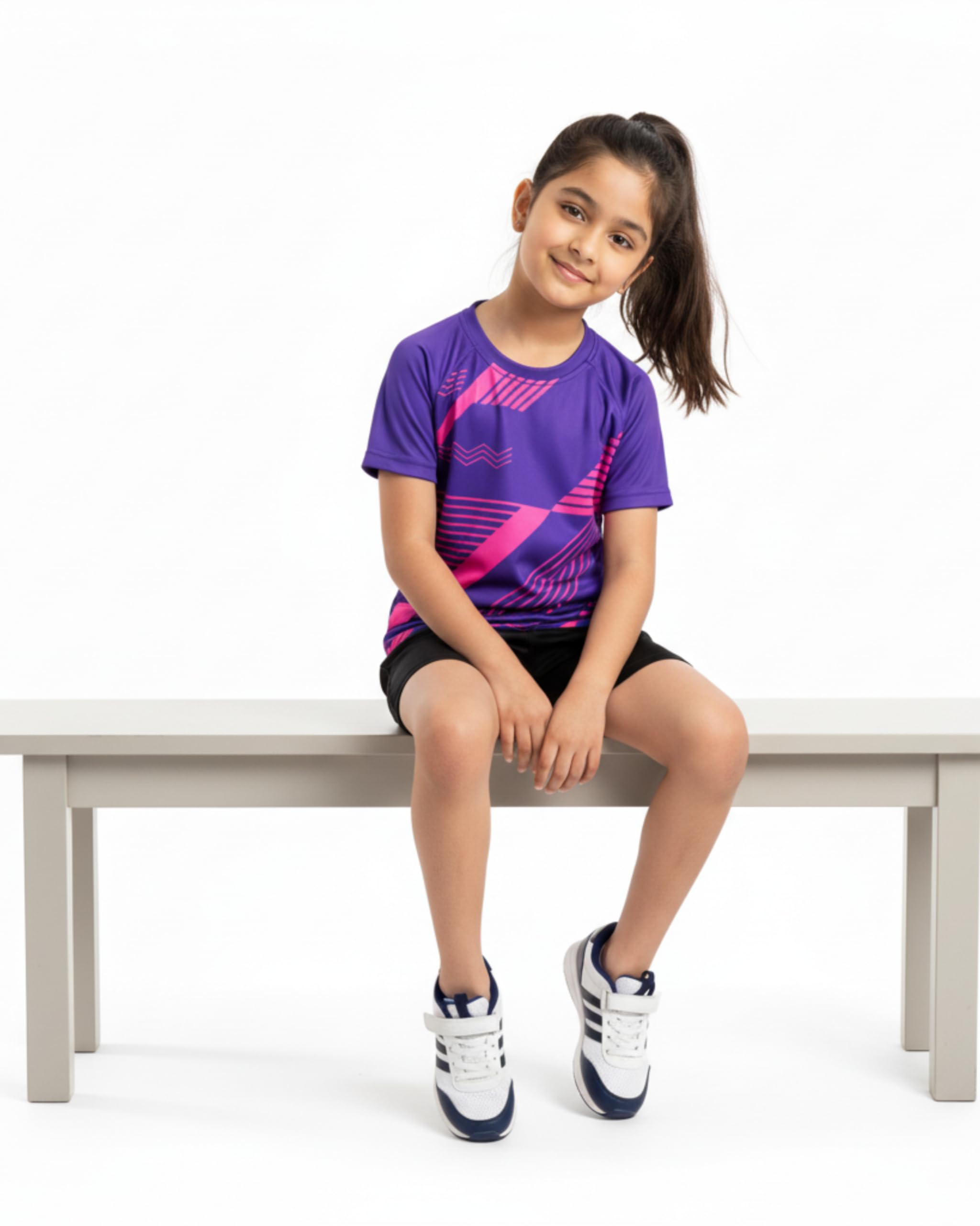 JUMPSLICE Girls Dry-Fit Sports T-Shirt | Quick-Dry Moisture-Wicking Raglan Half Sleeve Activewear for Kids 4-15 Yrs | Running, Yoga, Gym & Outdoor Play (in, Age, 12 Years, 13 Years, Regular, Purple) 3