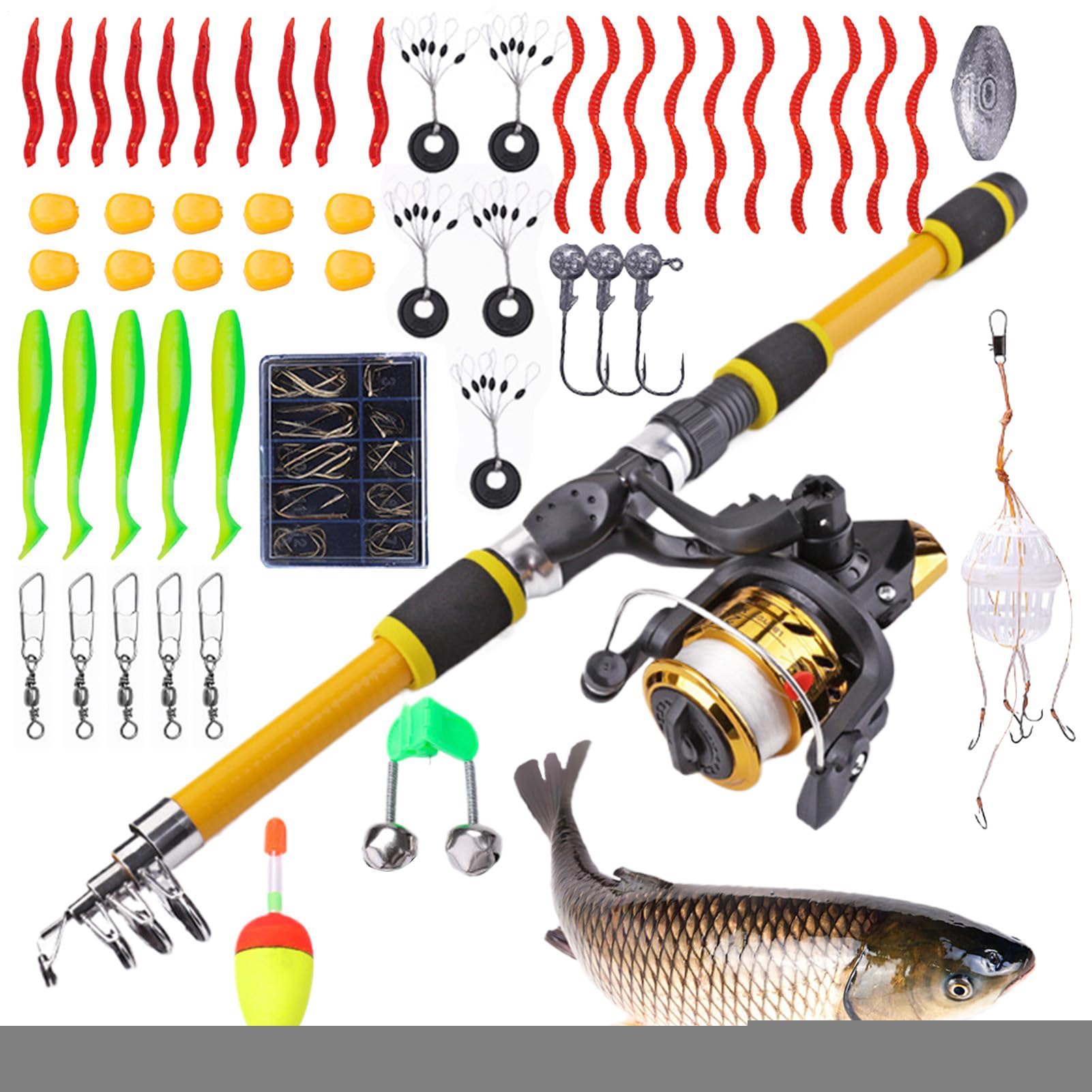 Caña de pescar para niños extensible de 180 cm con kit infantil para bote y kayak 8