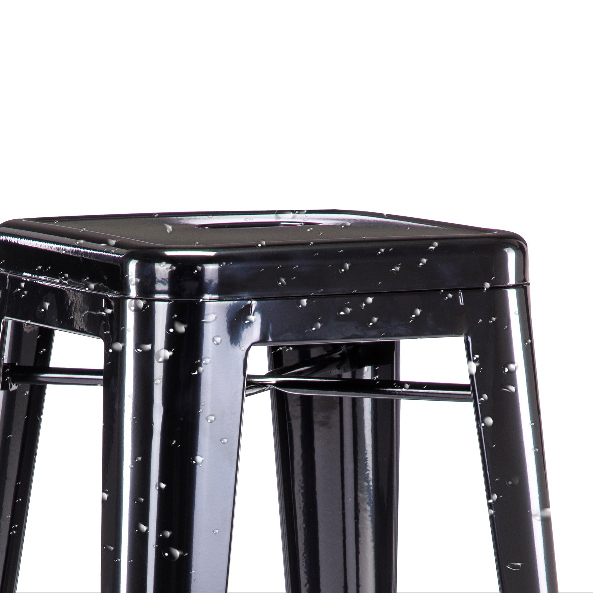 Duhome Sgabello Bar Industriale Esterno, Set di Sgabelli Bar Alto in Metallo, Impilabile Sgabelli da Pranzo, Scandinavian Sgabello Alta per Cucina, Pranzo, Pub, Moderni (Nero, 76cm-4PCS)