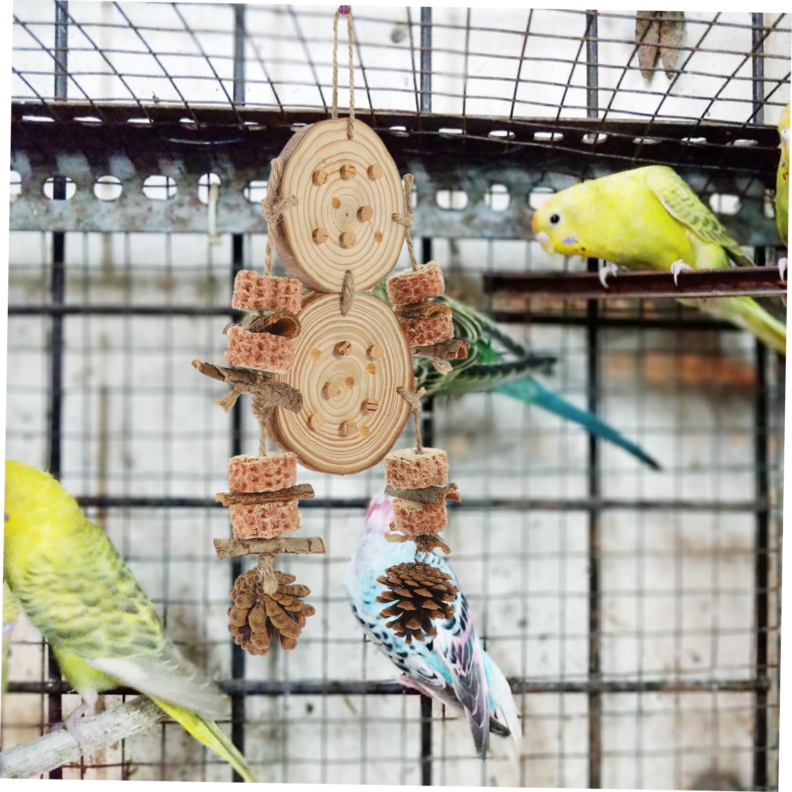 Sosoport 4stücke Parrot Biting Plaything Hängendes Vogelspielzeug Aus Naturholz Für Wellensittiche Und Papageien Sicher Und Unterhaltsam Für Käfige Mit Bunten Dekorationen Und