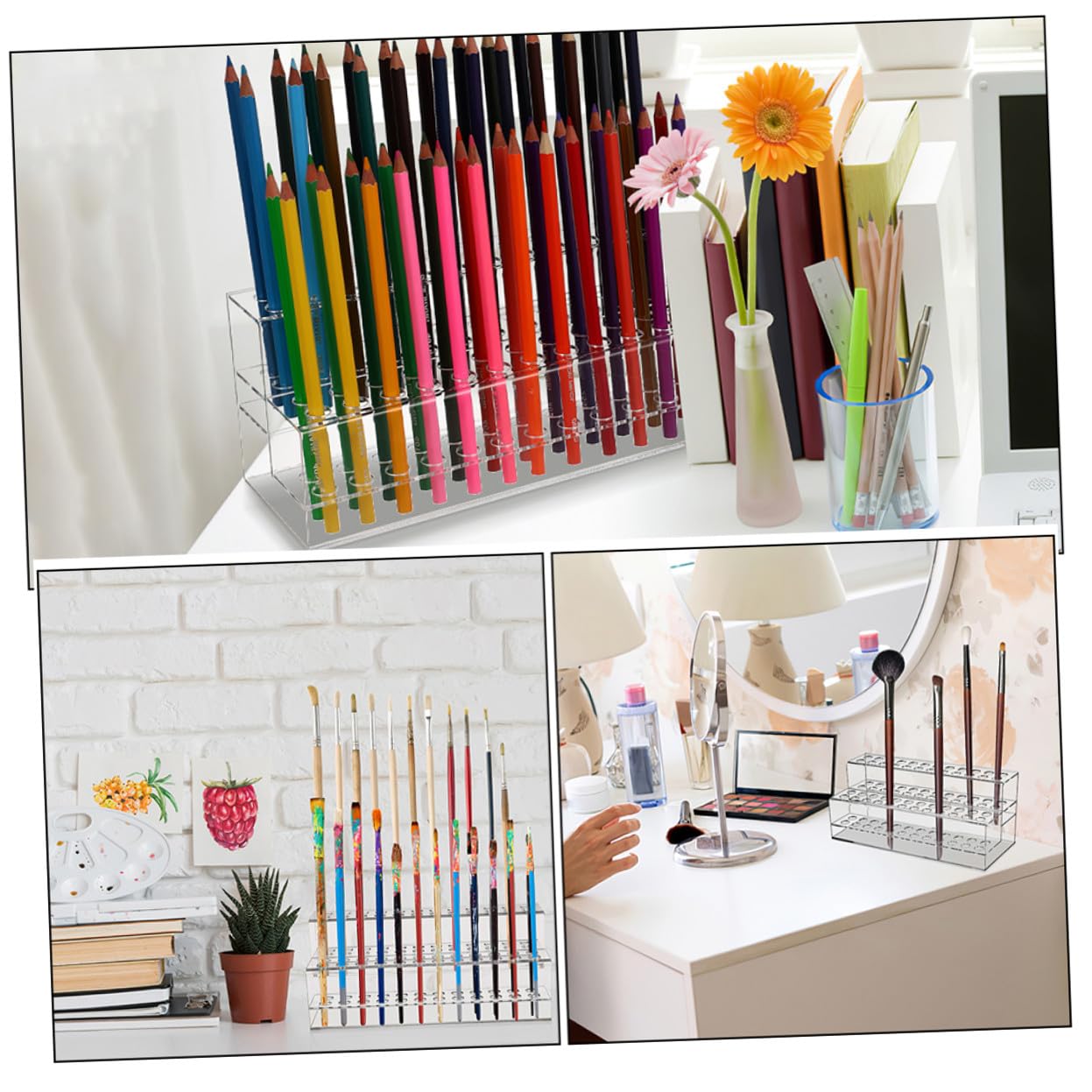 2 pezzi Porta Penne da Scrivania con Scomparti Standard Organizer Multiuso per Penne Matite e Pennelli Supporto Compatto per Casa Ufficio e Scuola