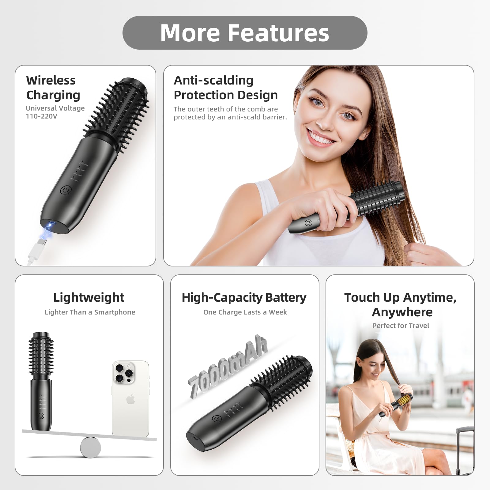 Amazon.com : CARESKY Cordless Curling Iron Brush, 1.5 Inch Mini
