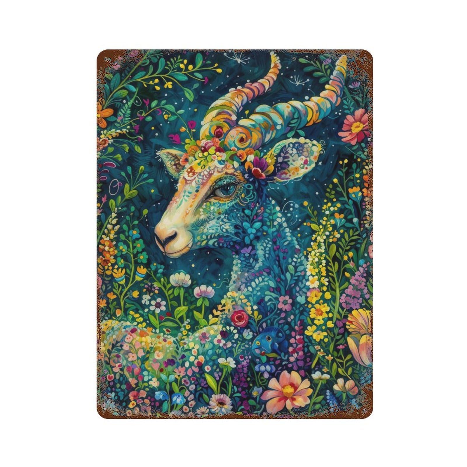 Deer Nature Animal Rust Effect Tin Sign 15.7"x11.8", Ideal for Farmhouse, Kitchen And Entryway Decor