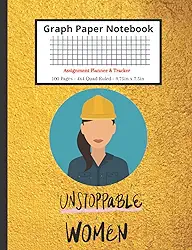 Women Civil Engineer Construction Contractor Graph Paper Notebook: Blank Lined Wide Ruled Assignment Planner and Tracker Note Taking Book for Middle School High School and College Students