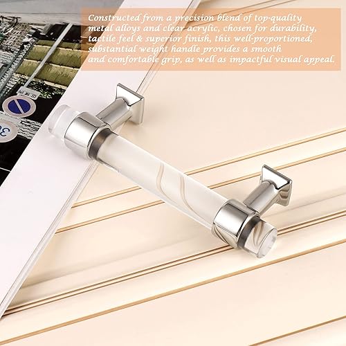 Miniatura 5 de Orger - Paquete de 25 manijas de gabinete de cocina de acrílico de cristal con acabado cromado plateado, manijas centrales de agujeros de 3 pulgadas