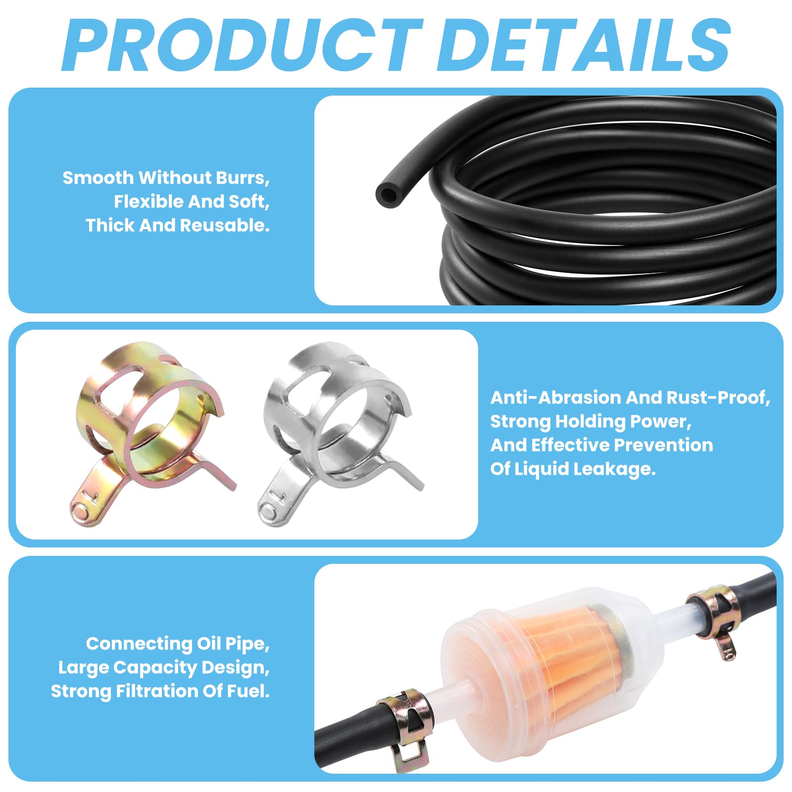 32 Pièces Tuyau De Carburant, 2 Durite Essence 2 M, 4 Filtre