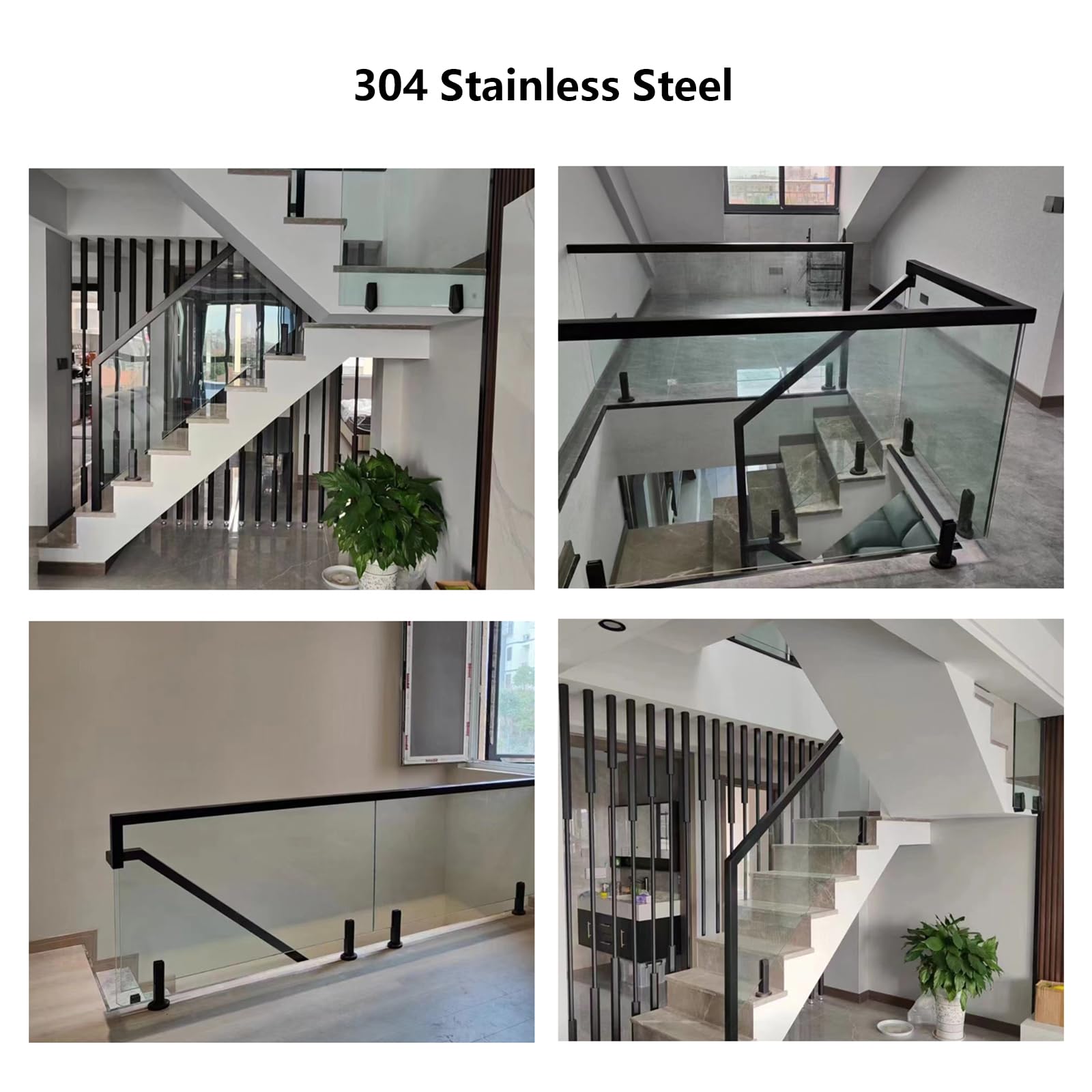 Paquete de 2 abrazaderas de vidrio de acero inoxidable 304, abrazadera de poste de barandilla de valla de piscina resistente para escalones, balcones, escaleras, cubiertas