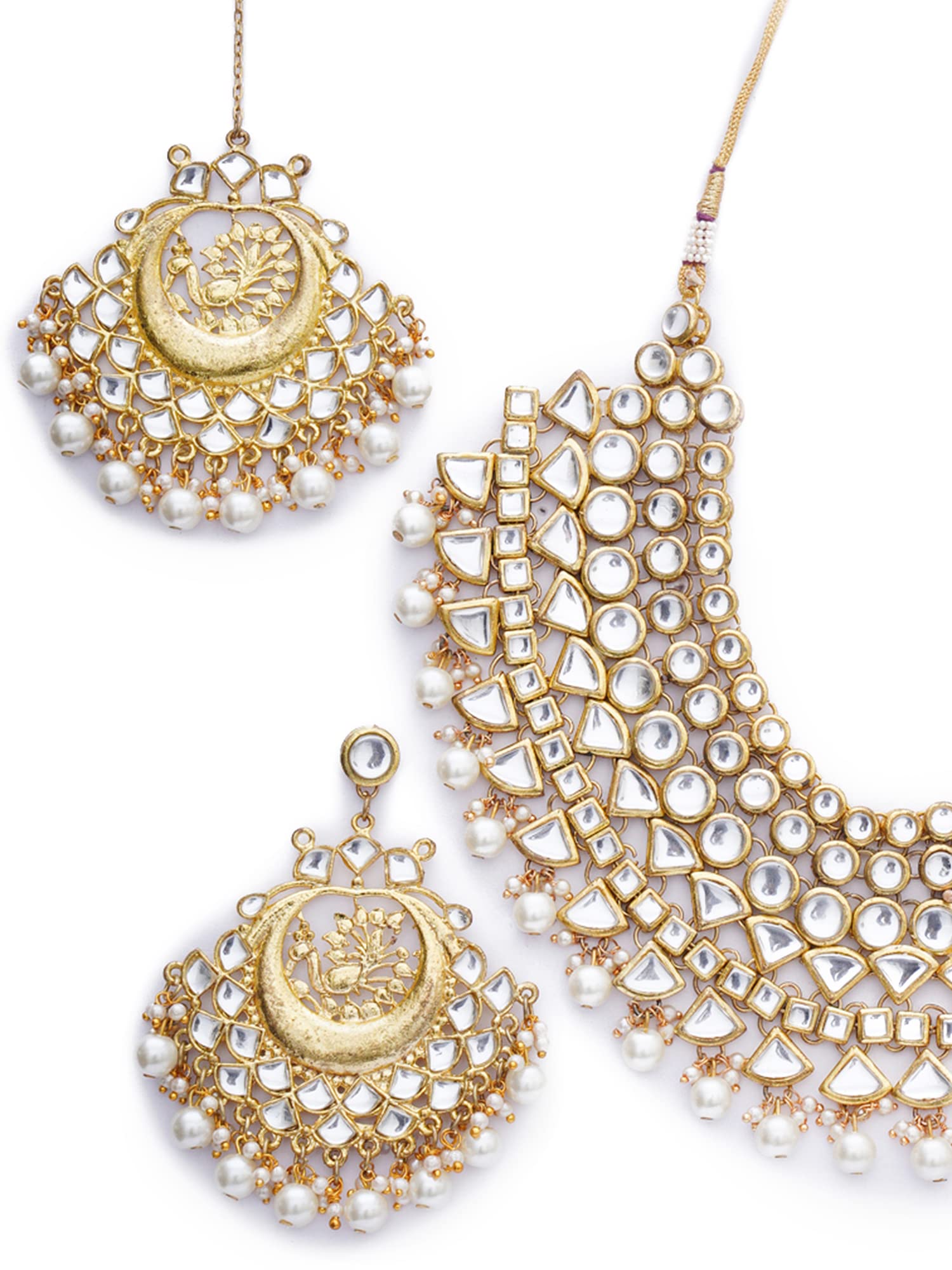 Karatcart Gold Plated Pearl Beads Kundan Bridal Necklace Set For Womens (B09NPP423Z) Amazon Price History, Amazon Price Tracker