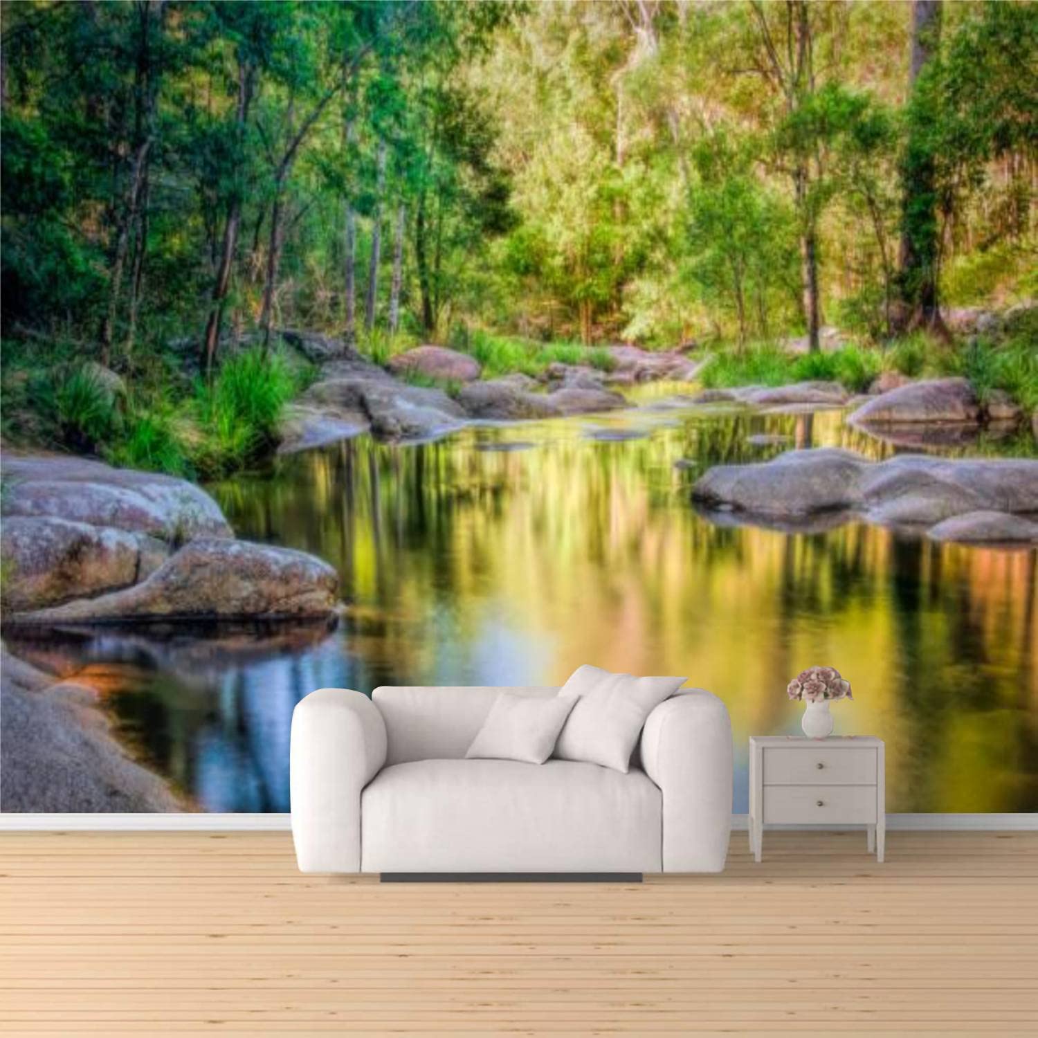 Mothar Mountain Rock Pools Peel and Stick Wallpaper Removable Self-Adhesive Large Wallpaper Roll Wall Mural Sticker Home Decor for Living Room Bedroom