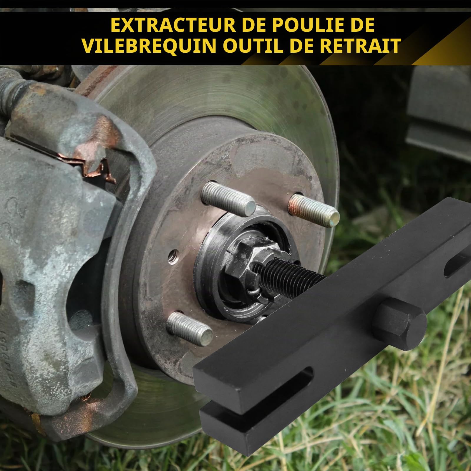 Extracteur de poulie de vilebrequin, outil de retrait compatible avec Ford EcoBLUE TDCi Transit, compatible avec Transit/Tourneo Custom, support de traction, boulon de traction central, goupille de