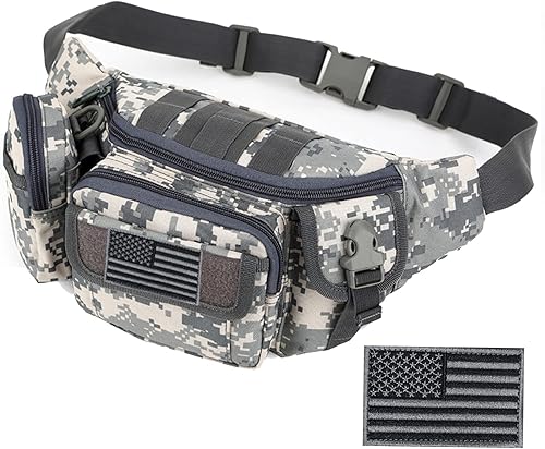 Riñoneras tácticas, bolsa de cintura militar, bolsas de cinturón de cadera para senderismo, escalada, pesca, ciclismo, caza con parche de EE. UU, 1