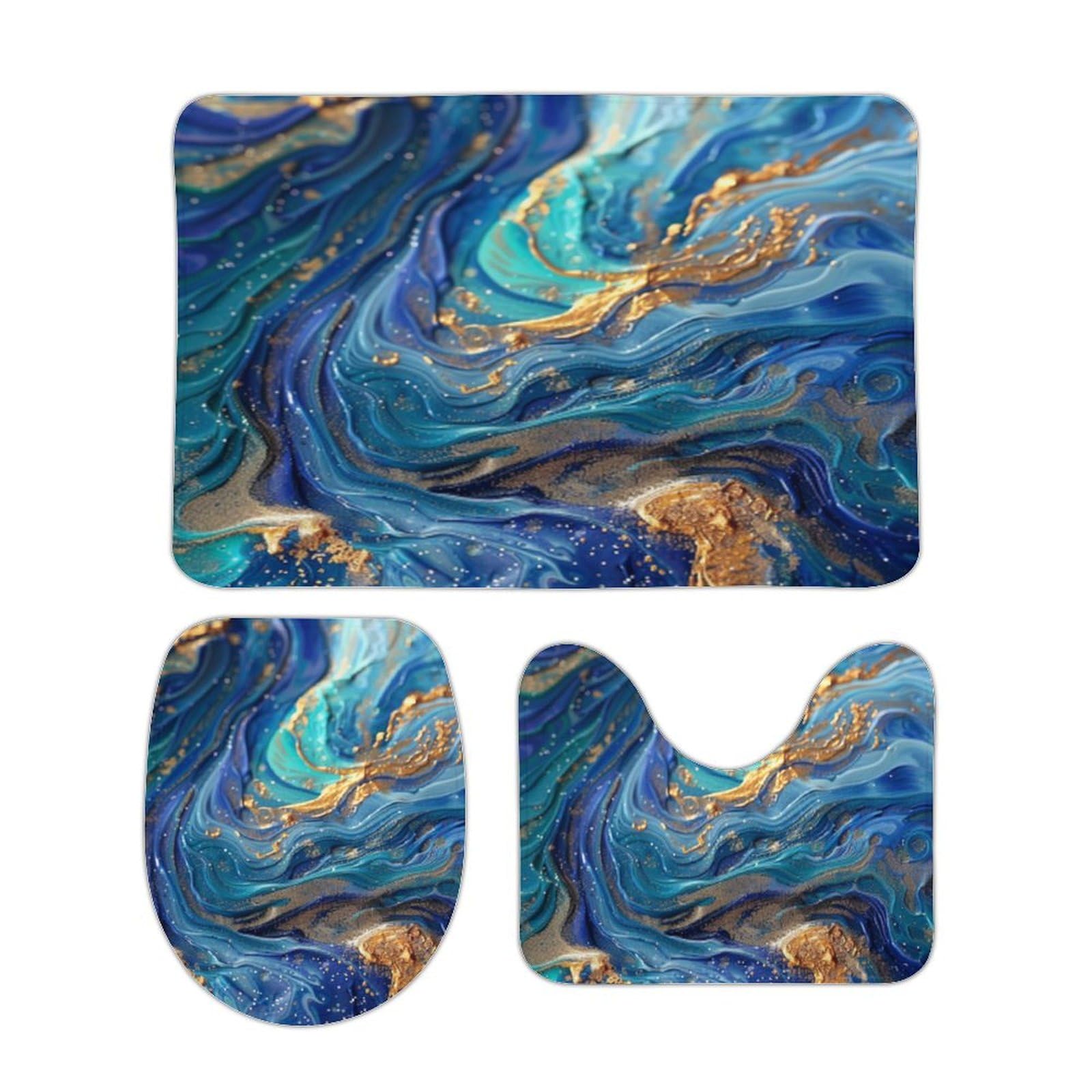 Alfombrilla de baño de mármol suave juego de baño de 3 piezas con funda de asiento de inodoro