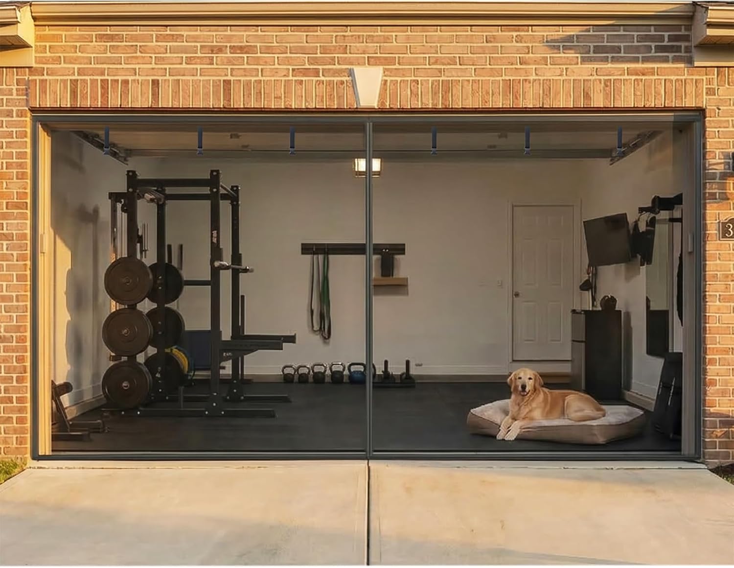 Garage Door Screen 16.3x7.15 ft,Heavy Duty Fiberglass Screen Mesh Hands-Free,Powerful-Sealing Magnets for Garage Patio & Sliding Doors (Gray Summer Screen, Fit Garage Size 16x7ft)