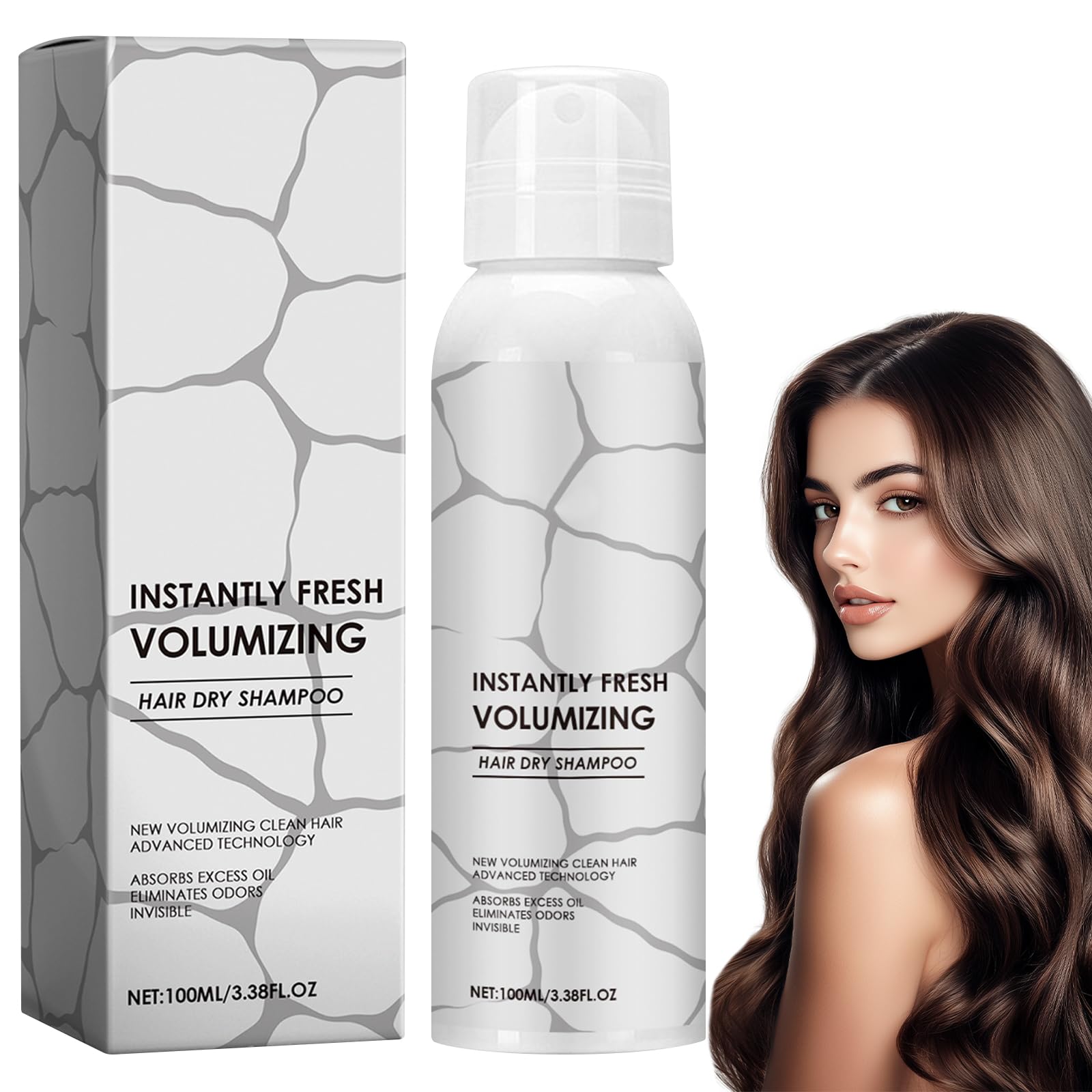 Champú en Seco Spray 100ml, Dry Shampoo sin Residuos Blancos, Frescura y Volumen Inmediato, Limpieza sin Lavado, para Cabello Graso, Oscuro y Claro, Formato Viaje