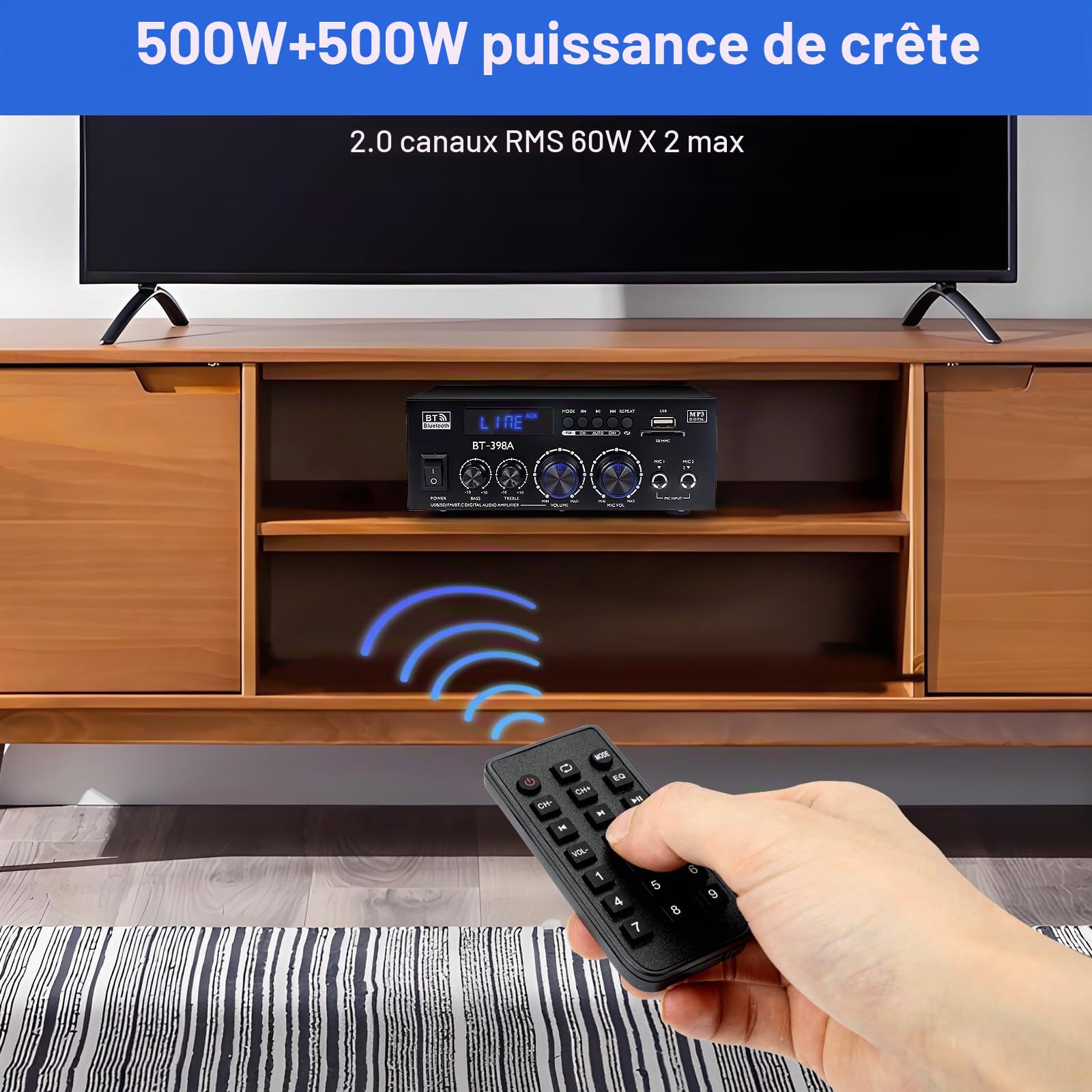 1000 W Amplificateur, Bluetooth 5.3 Audio, Stéréo Audio Récepteur