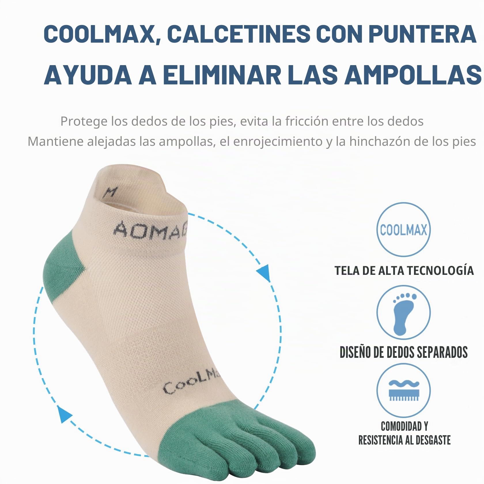 likloks Hombres/Mujeres Calcetines con Dedos CoolMax Alto Rendimiento Atletismo Ejecutar Calcetines Deportivos