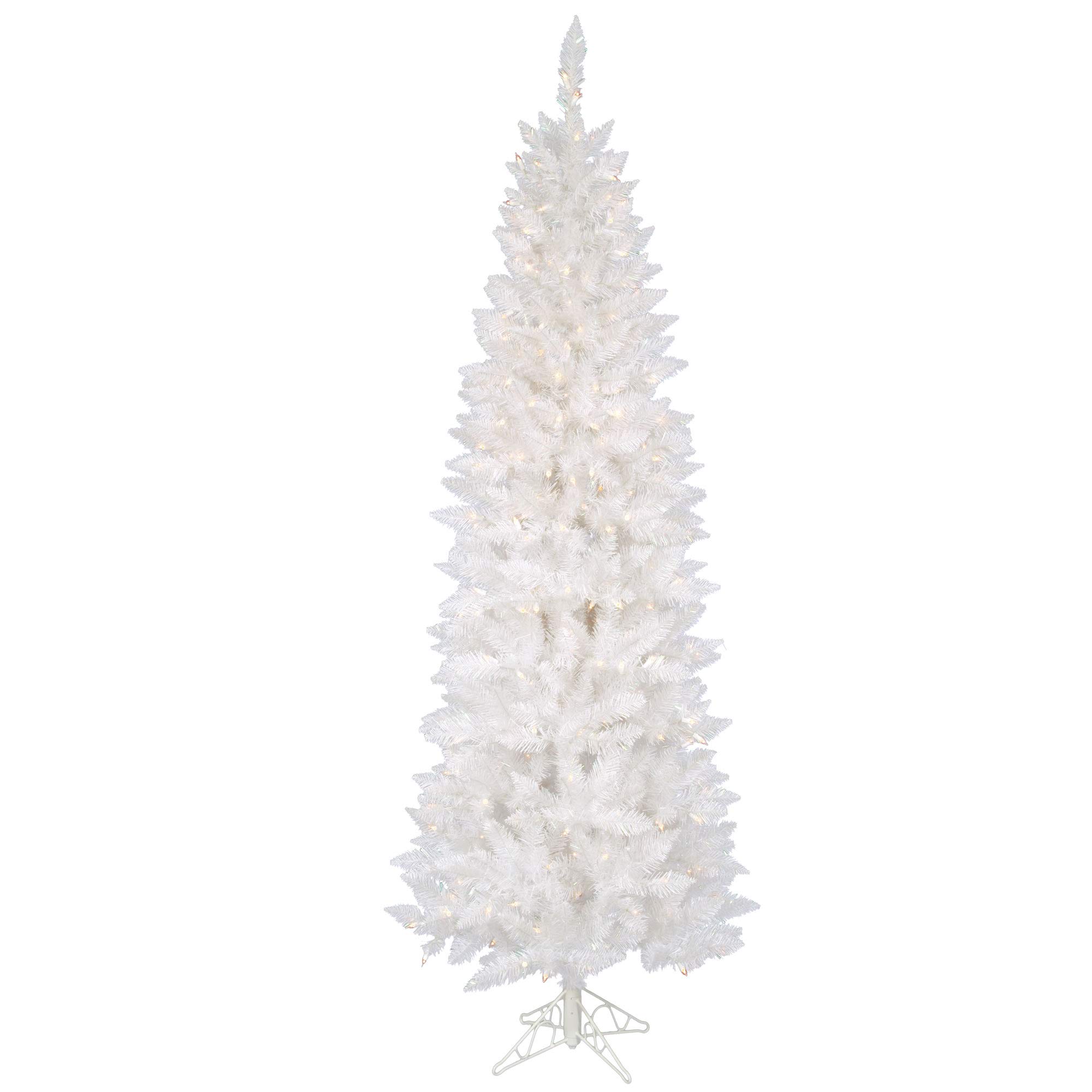 Vickerman 6' Sparkle White Spruce Pencil Artificial Christmas Tree, Clear Dura-lit Incandescent Lights - Faux Spruce Christmas Tree - Seasonal Indoor Home Decor
