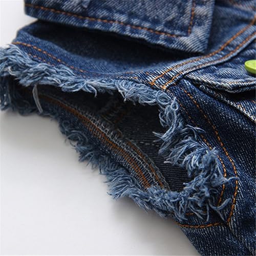 Miniatura 5 de Mud Kingdom Chaleco de mezclilla para niñas pequeñas, con botones, sin mangas, con solapa, retro, rasgado